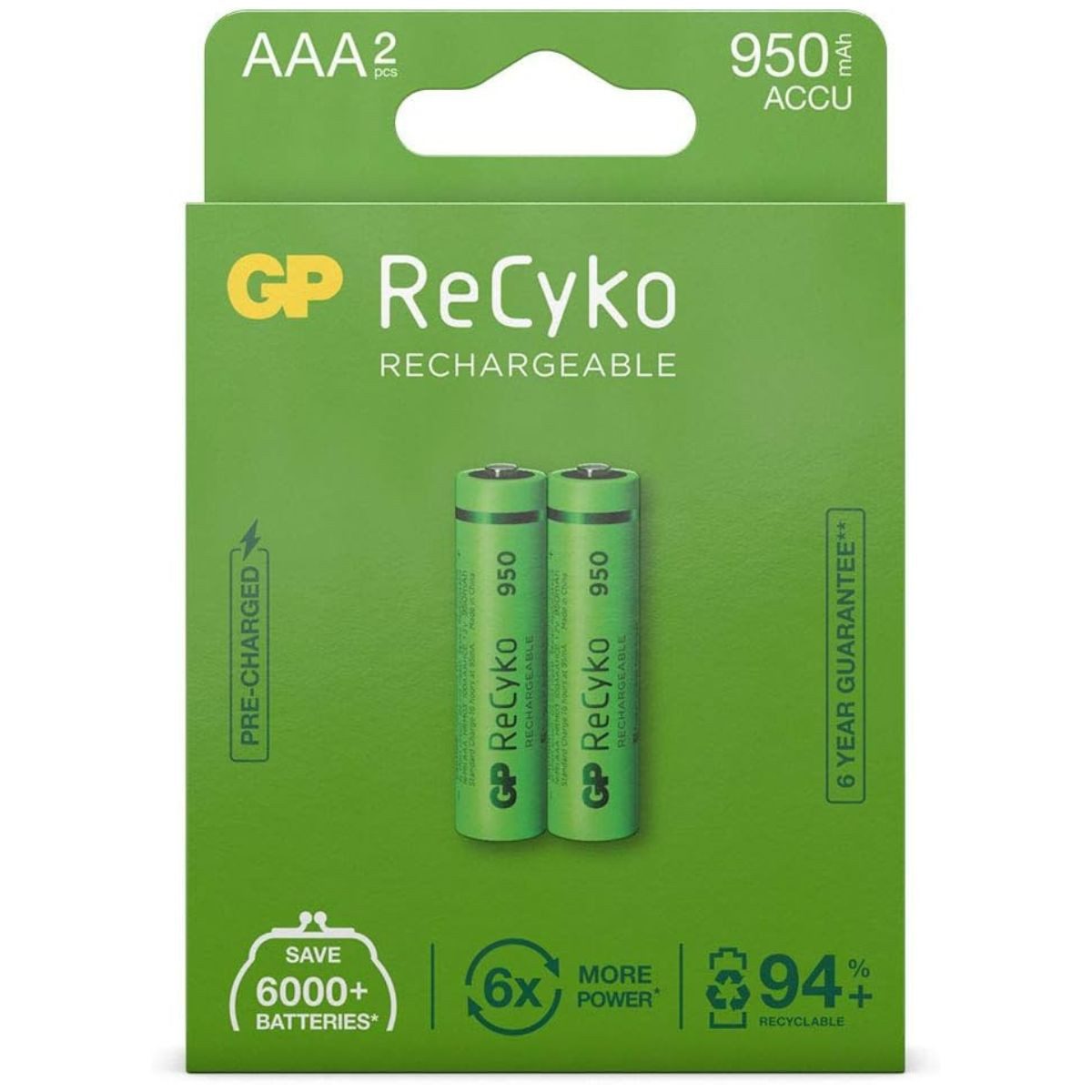 2x GP ReCyko AAA-Akku NiMH 950mAh Akku-Set