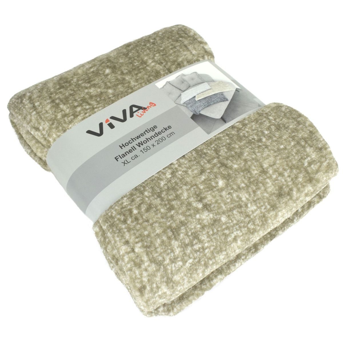 Wohndecke Kuscheldecke Flanell XL ca. 150x200 cm meliert 3 Farben Wohndecke, VIVA, extra weich