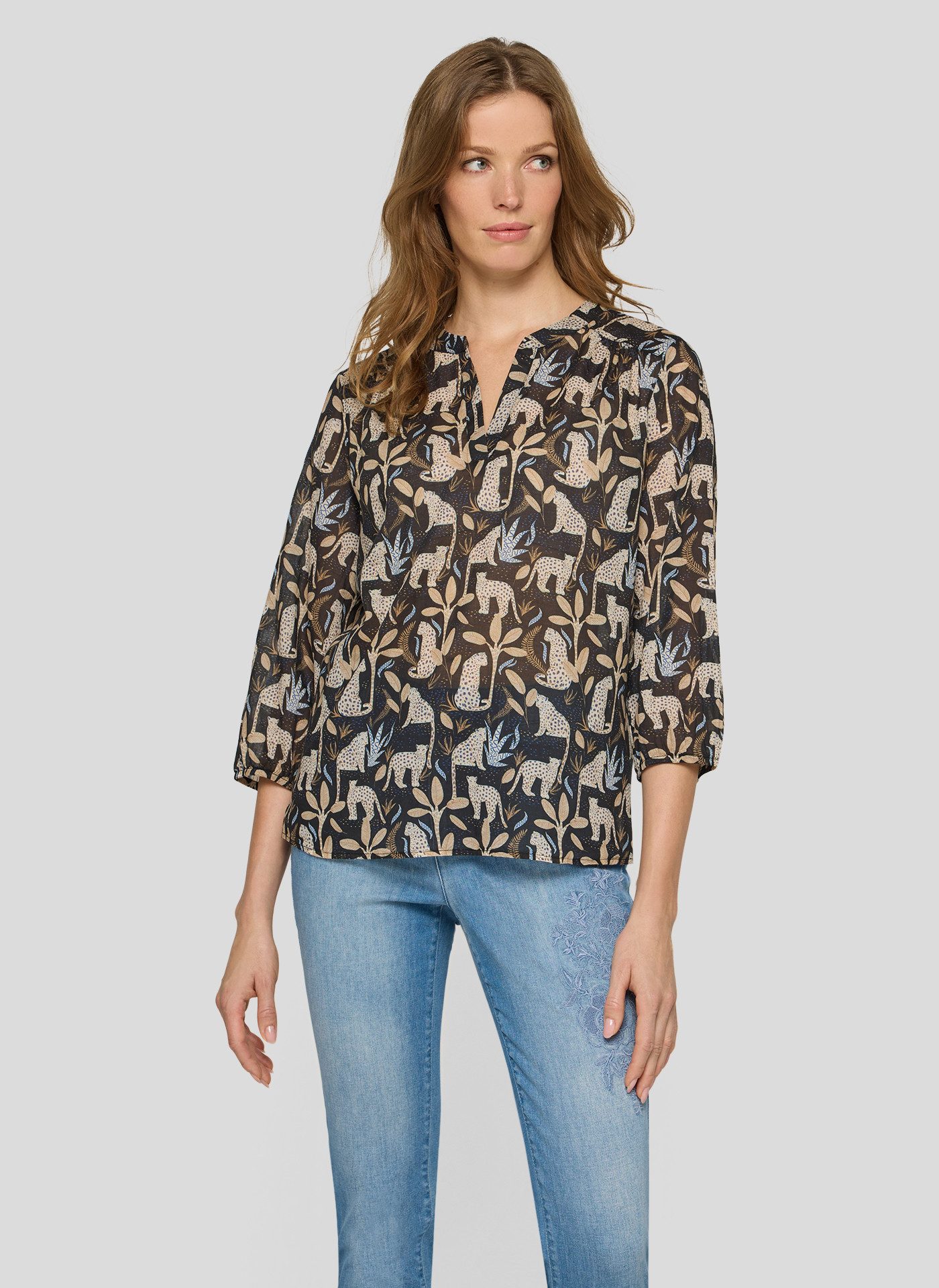 Rabe Druckbluse mit floralem Muster und Splitneck günstig online kaufen