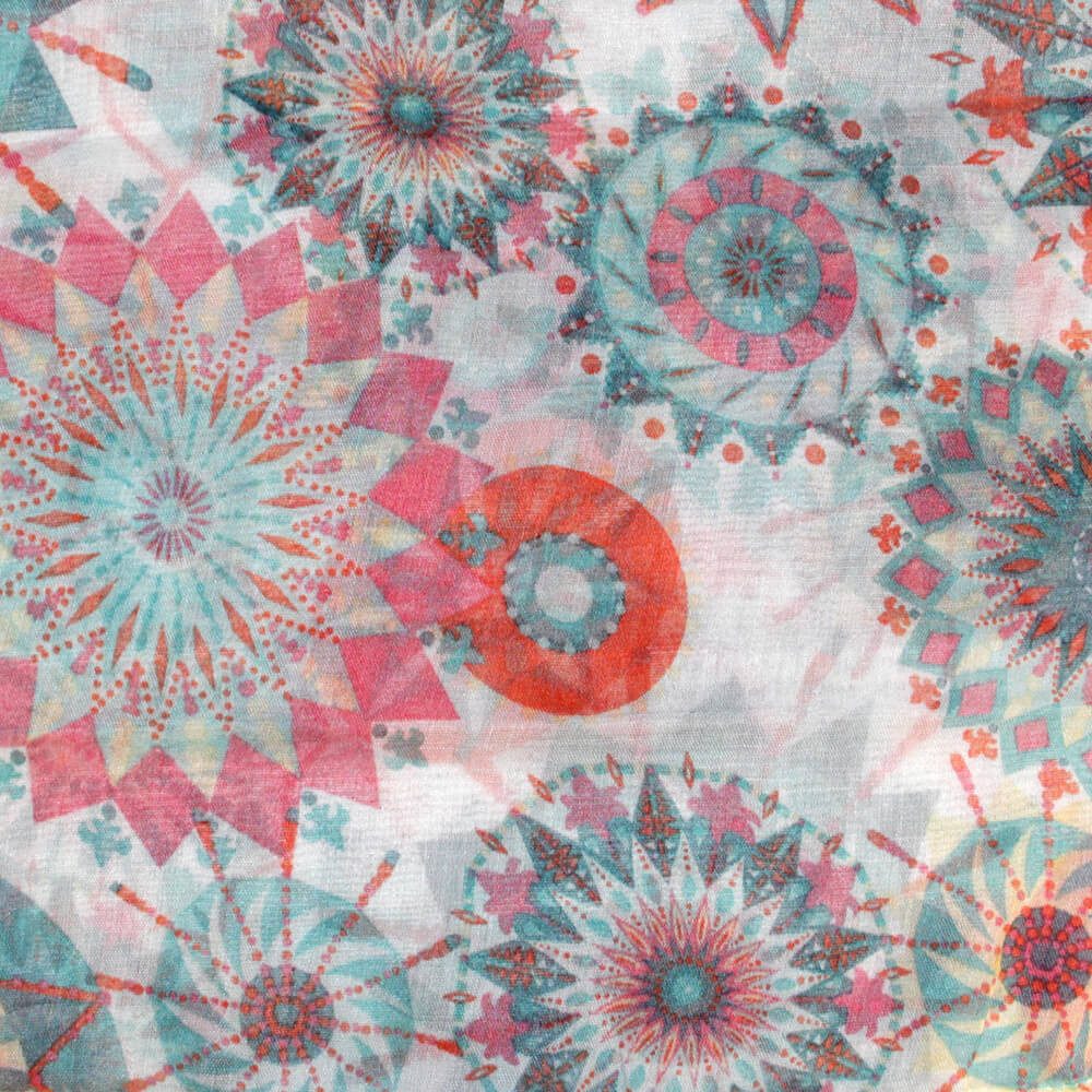 Tini - Shirts Modeschal Mandala Loopschal Modetuch geometrische Formen, Mandala Muster Schal grün rot Töne
