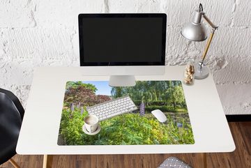 MuchoWow Gaming Mauspad Garten mit bunten Farben im französischen Garten von Monet in Europa (1-St), Büro für Tastatur und Maus, Mousepad Gaming, 90x60 cm, XXL, Großes