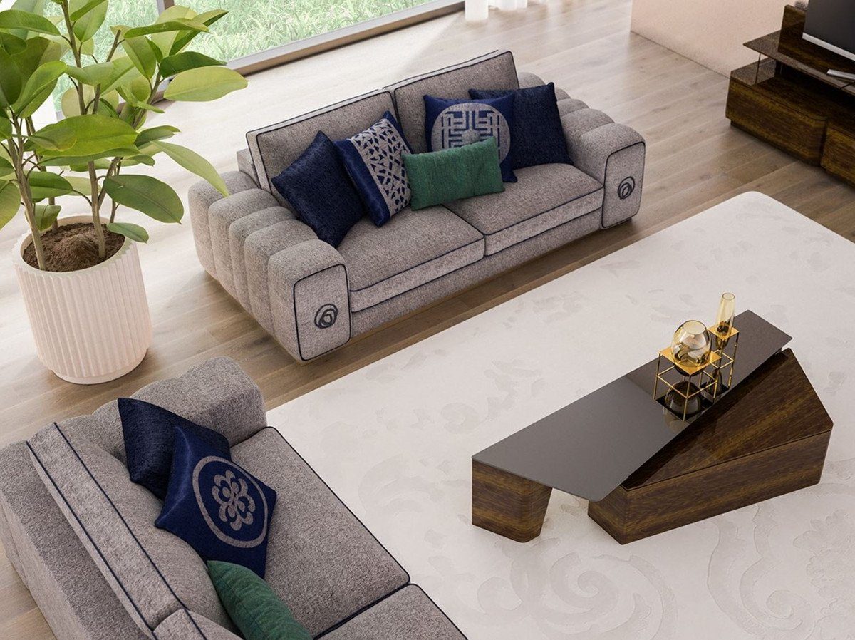 Luxus 2 Rechteckige - Luxus Braun - Möbel Couchtisch Set Couchtisch Casa Padrino Wohnzimmertische