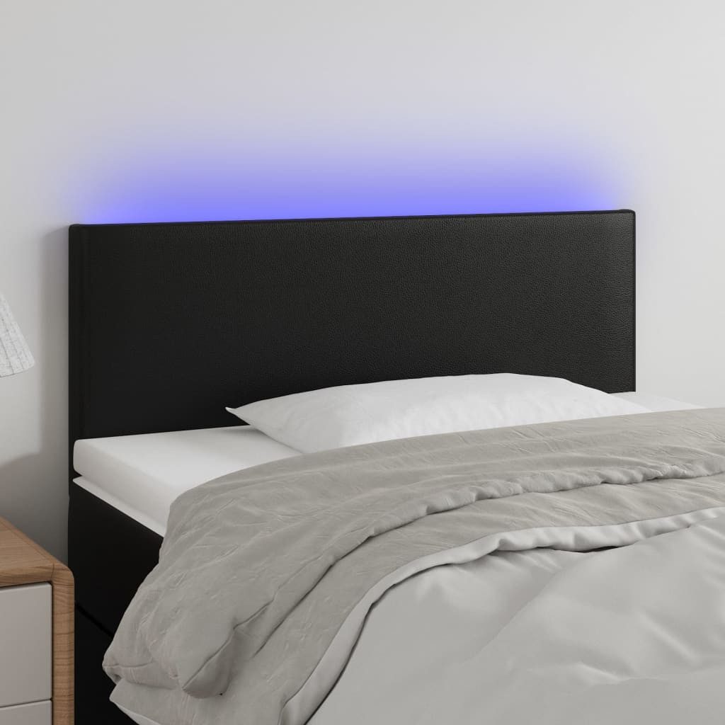 vidaXL Bett, LED Kopfteil Schwarz 80x5x78/88 cm Kunstleder günstig online kaufen