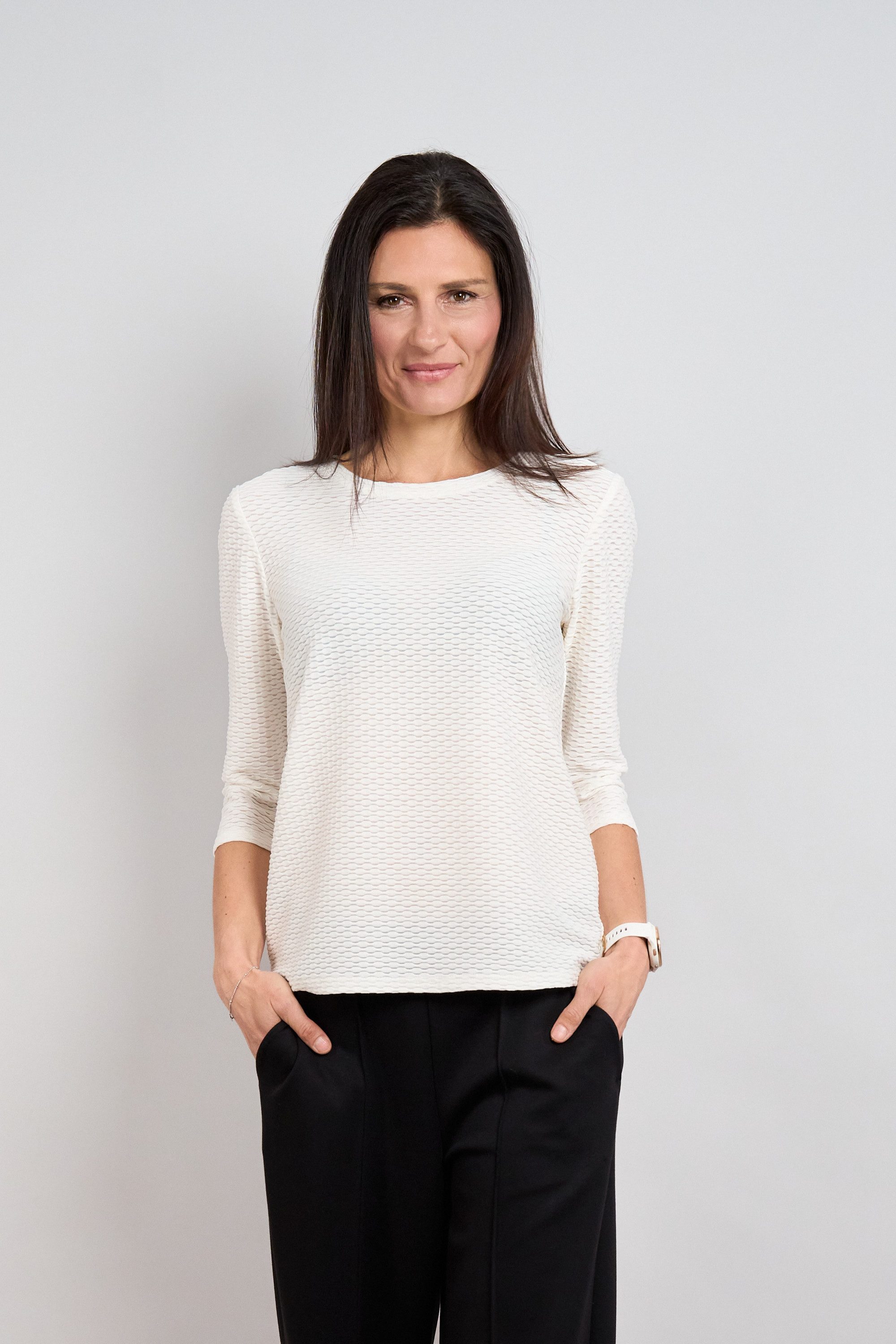 Seidel Moden 3/4-Arm-Shirt Shirt mit Struktur - Viskose/Stretch - MADE IN GERMANY
