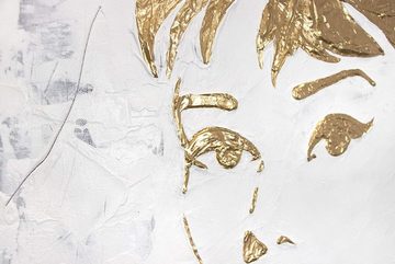 YS-Art Gemälde Audrey, Menschen, Audrey Hepburn Abstraktes Leinwand Bild Handgemalt Gold mit Rahmen