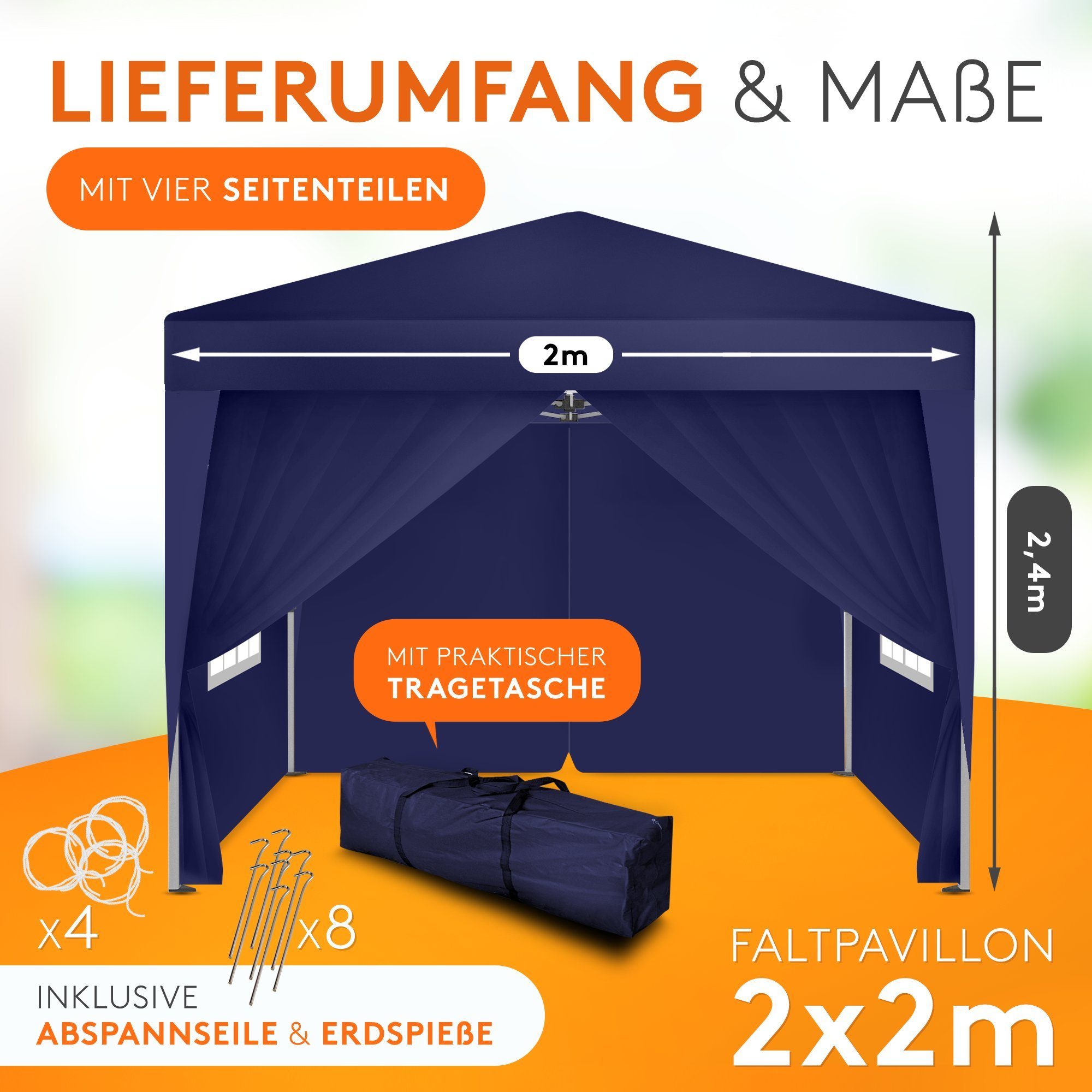 Kronenburg Partyzelt Faltpavillon 2x2 m wasserdicht günstig online kaufen