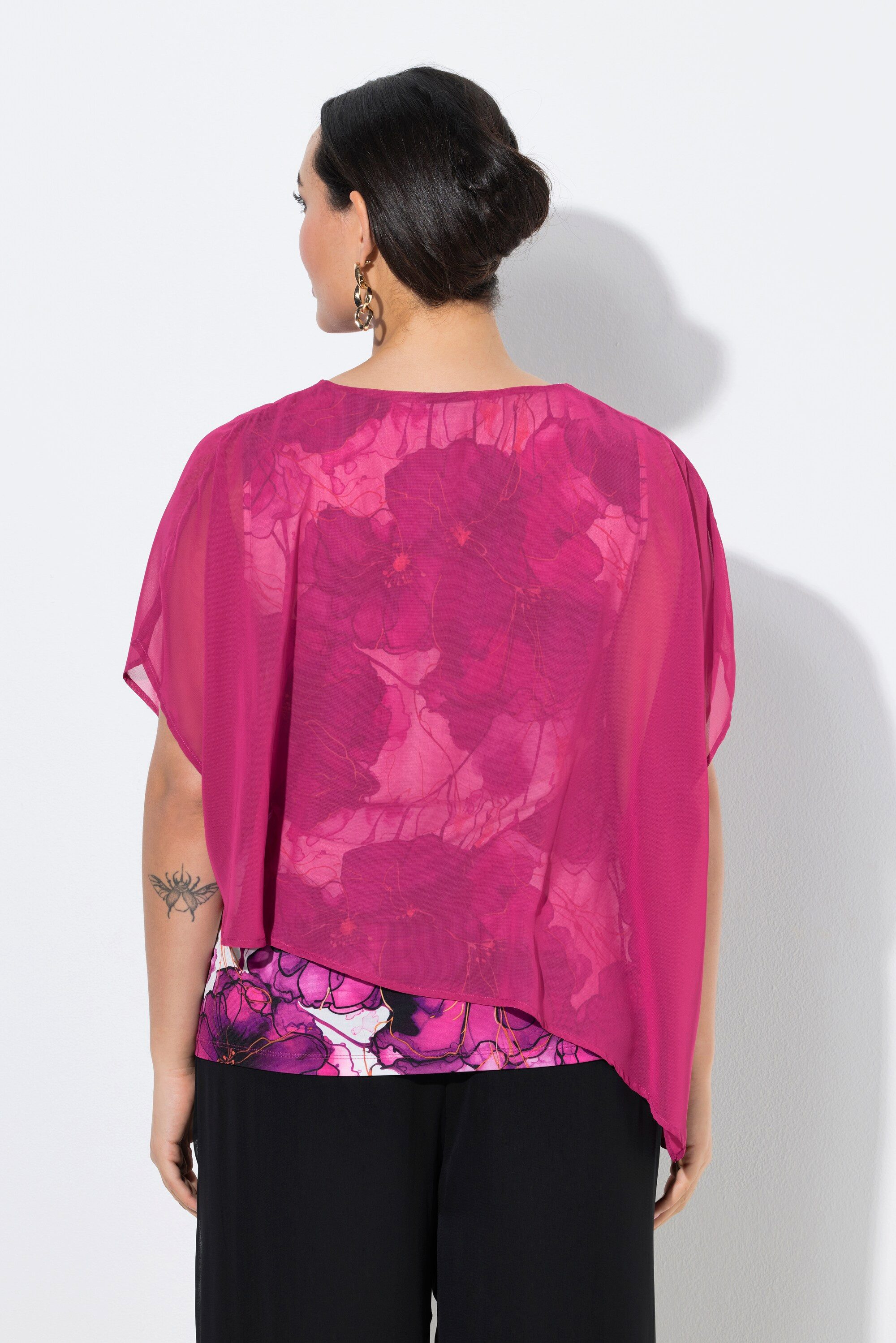 Ulla Popken Druckbluse Blusenshirt doppellagig Halbarm