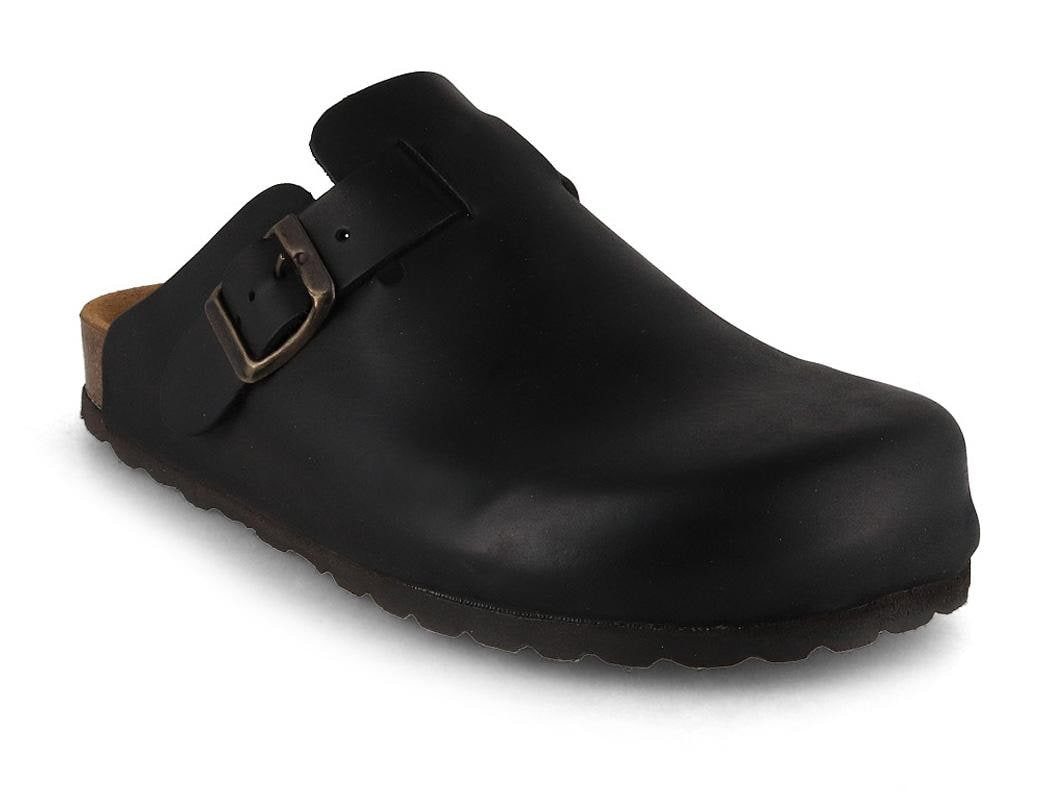 Leder-Clogs 'Helgoland' mit Korkfußbett schmale Passform Hausschuh