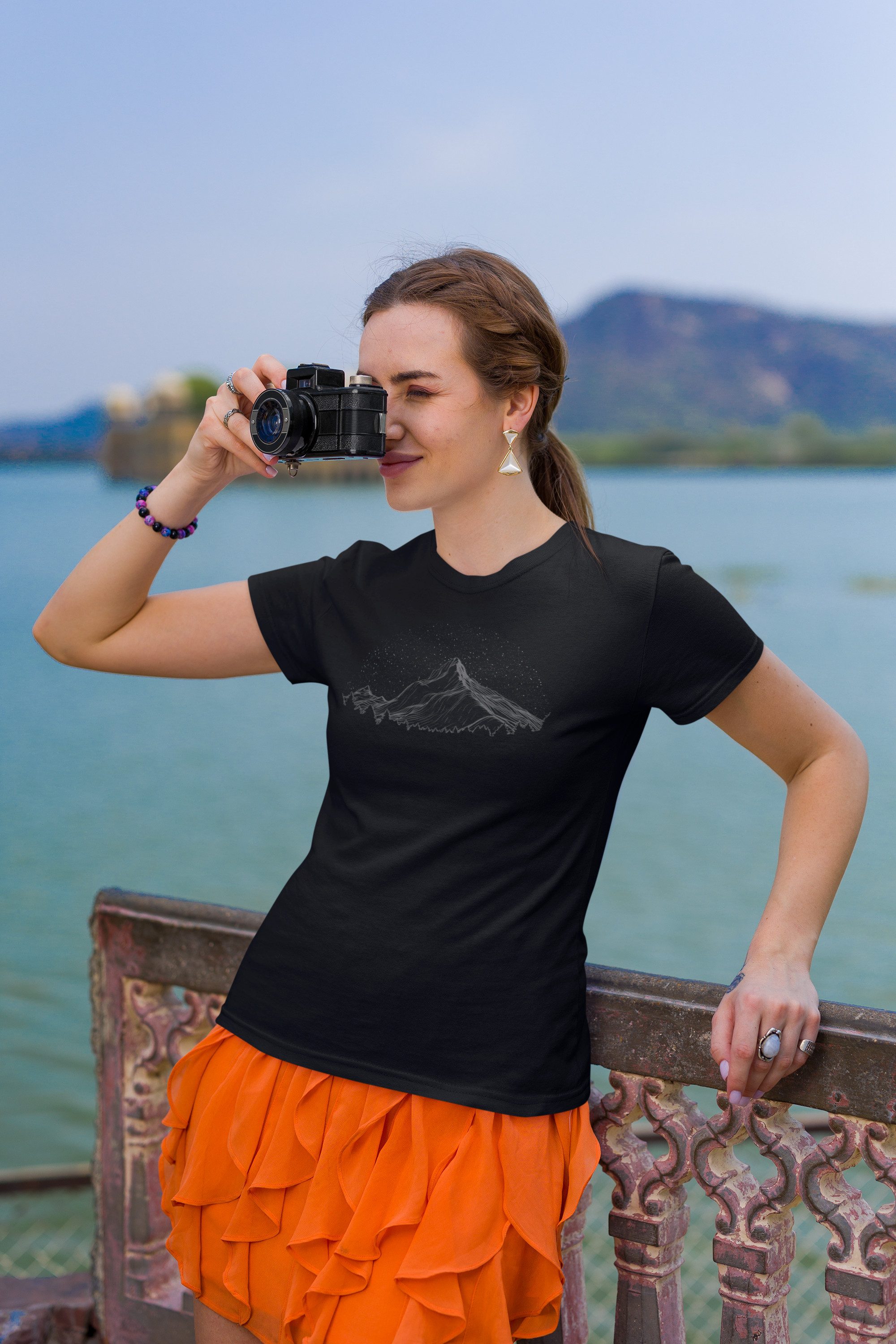 Baddery Print-Shirt Damen Wander T-Shirt: "Berghimmel" - Kletter T-Shirt Fr günstig online kaufen