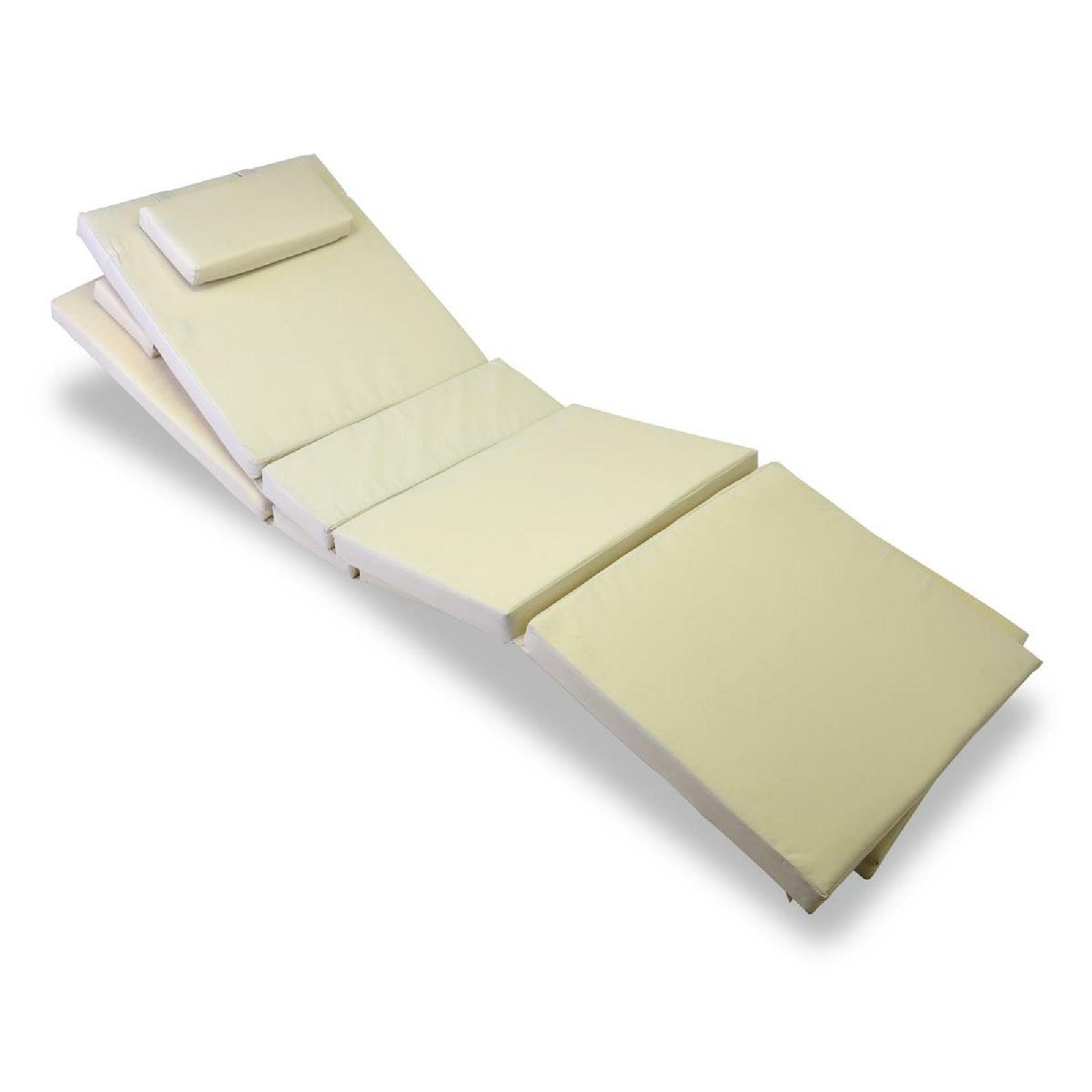 VCM Gartenliege Auflage für Sonnenliege mit Kopfkissen creme, 1, VCM Sonnenliege 0x58x0 cm Strukturpolyester