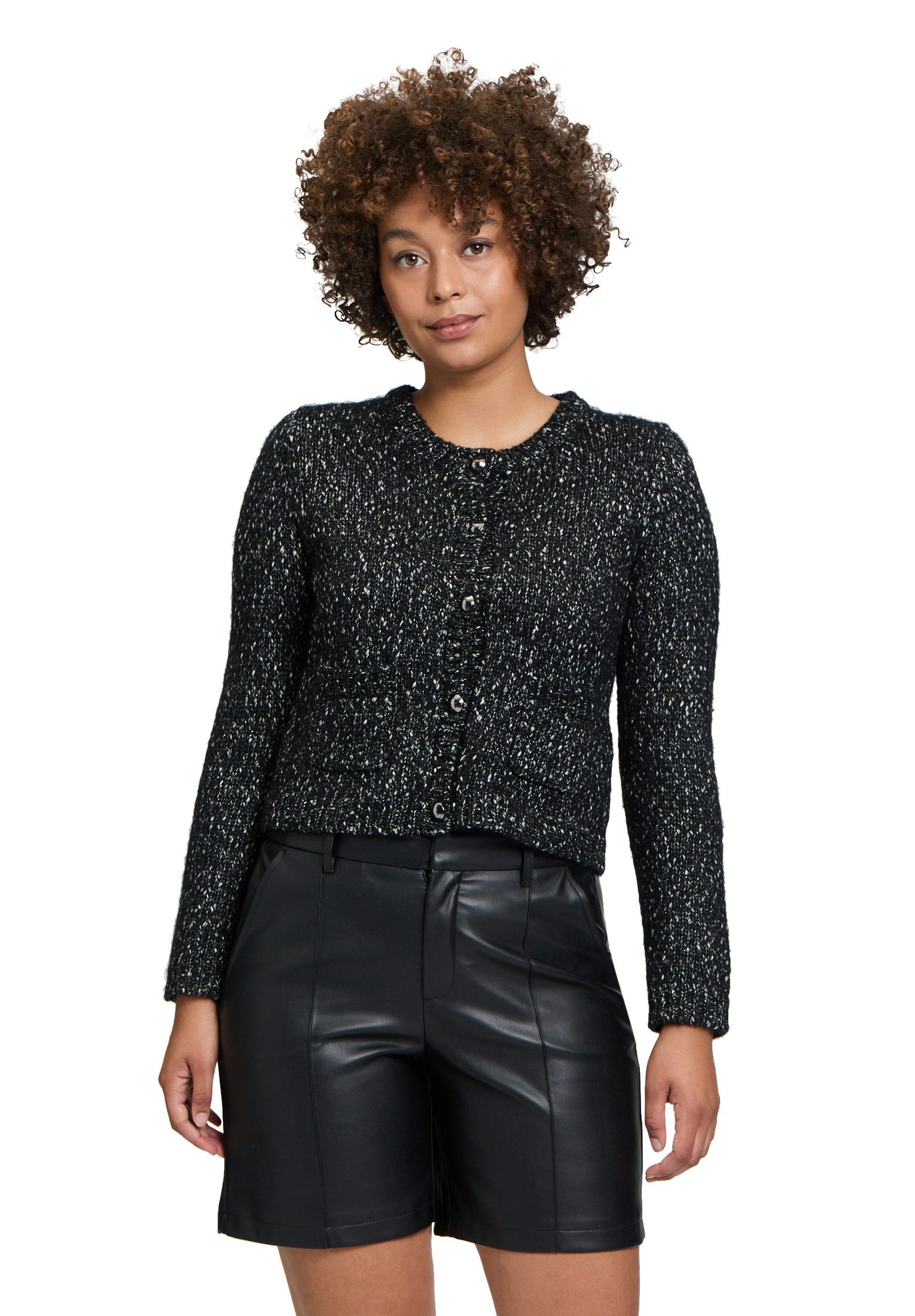 Cartoon Strickjacke Cartoon Cardigan mit Rundhalsausschnitt günstig online kaufen