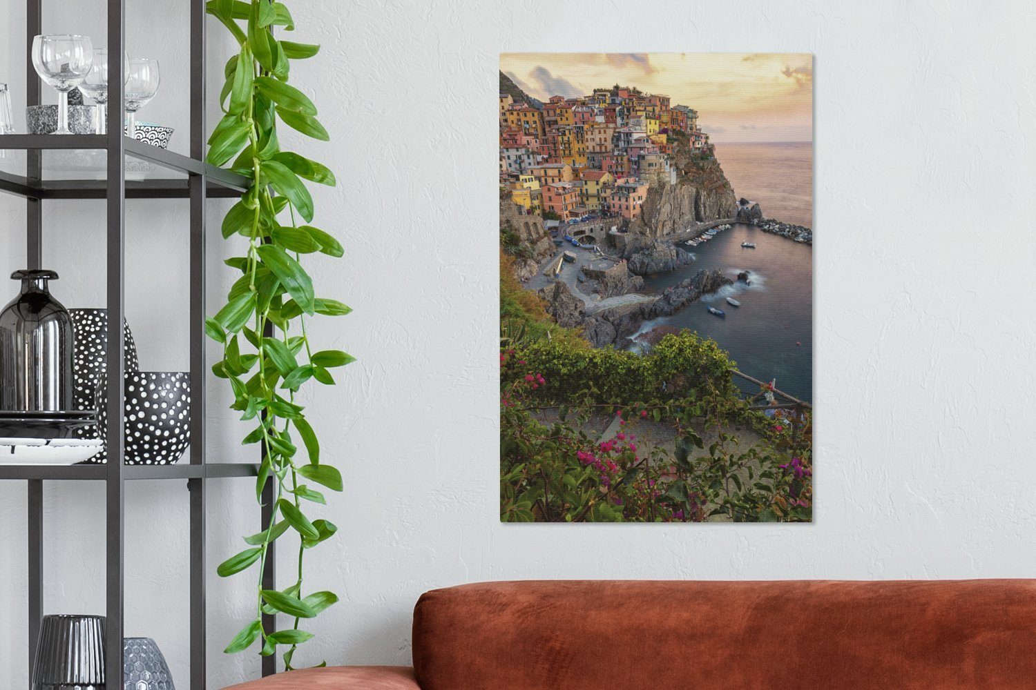 Italien St), Schlafzimmer, (1 Wohnzimmer Bilder Leinwand Ortschaft, Leinwandbild Manarola für - OneMillionCanvasses® cm 40x60 -