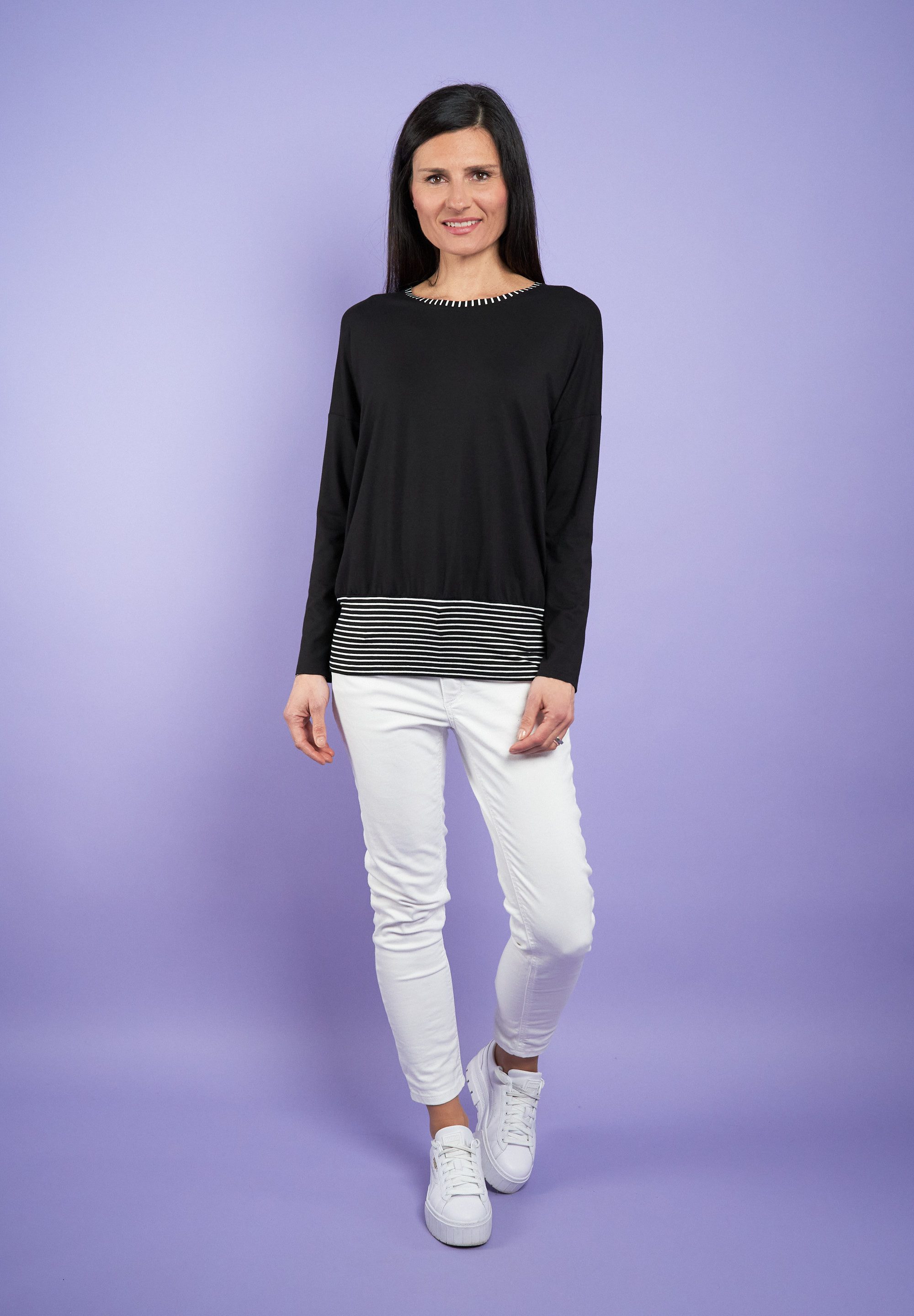 Seidel Moden Longshirt Unifarben, mit Streifen-Details günstig online kaufen