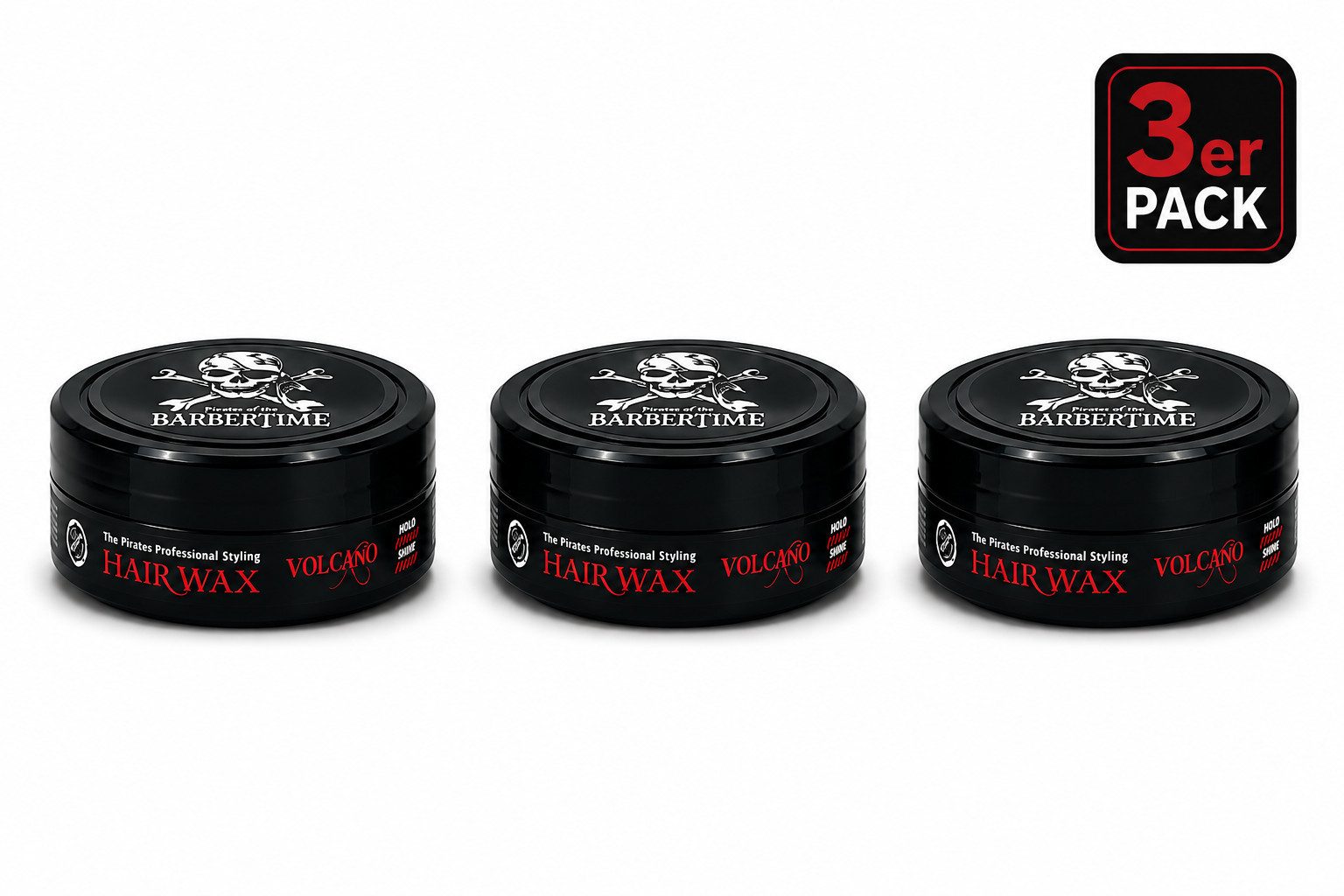 BARBERTIME Haarwachs 3x Haarwachs Hair Wax Styling Wax 150ml Volcano, 3-tlg.