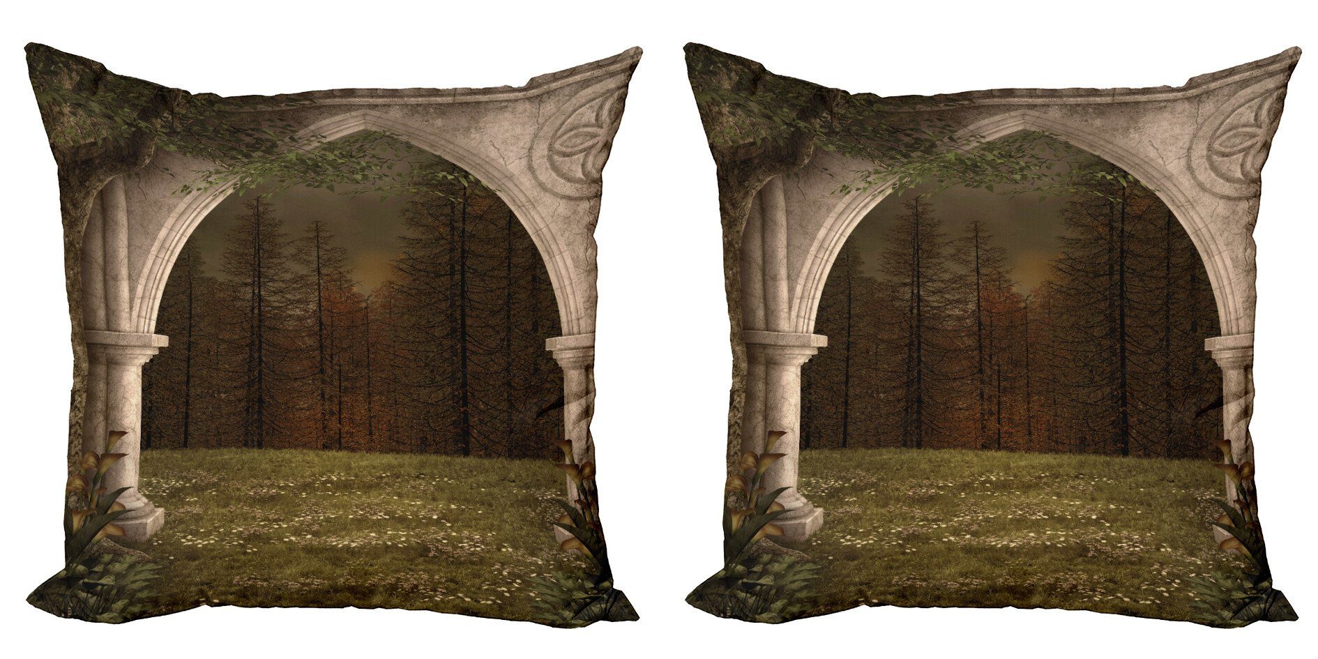 Retro-Bogen Abakuhaus in gotisch Modern (2 Garten Doppelseitiger Kissenbezüge Stück), Accent Digitaldruck,