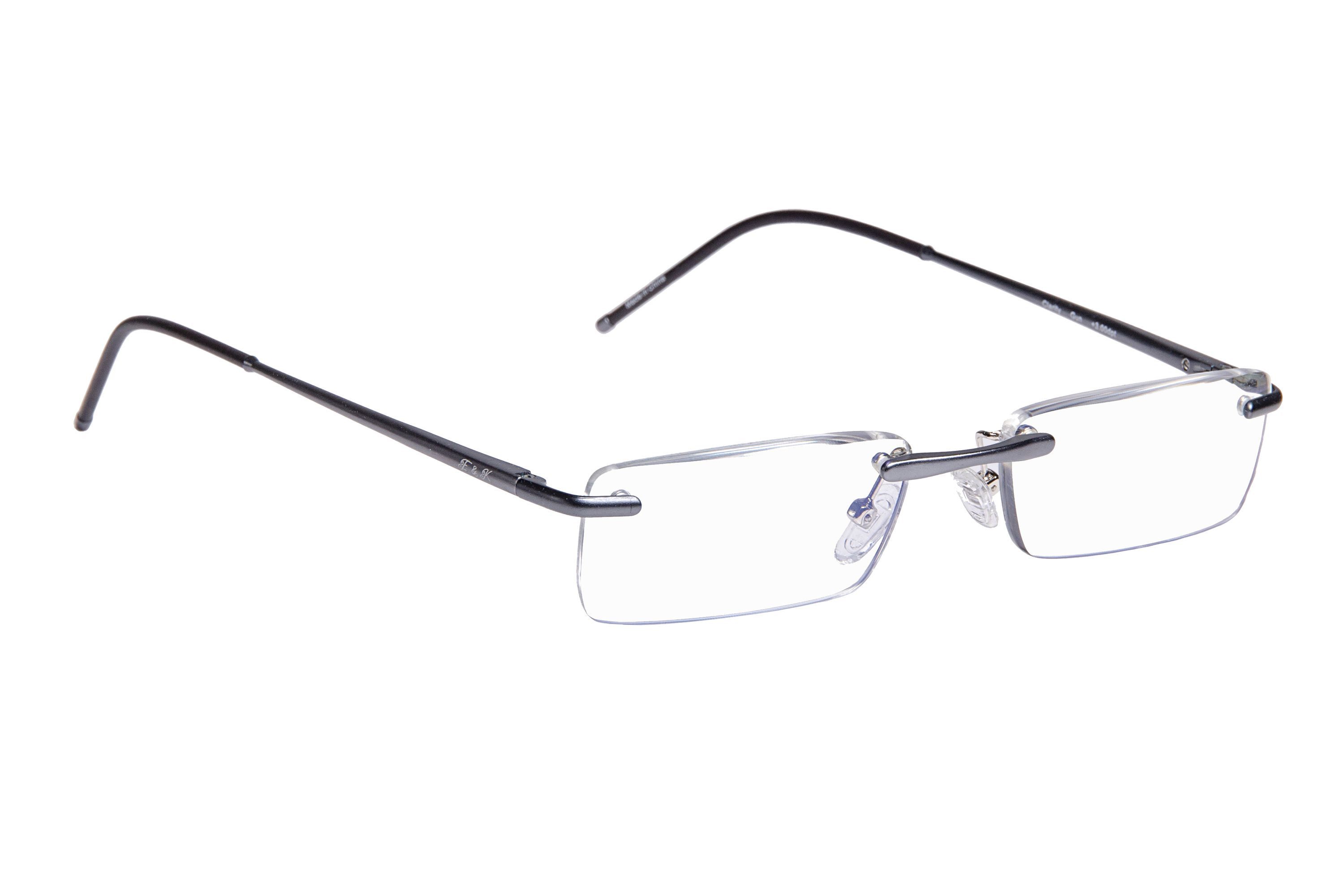 Edison & King Lesebrille Clarity, leichte randlose Brille – entspiegelt – dünne Bügel
