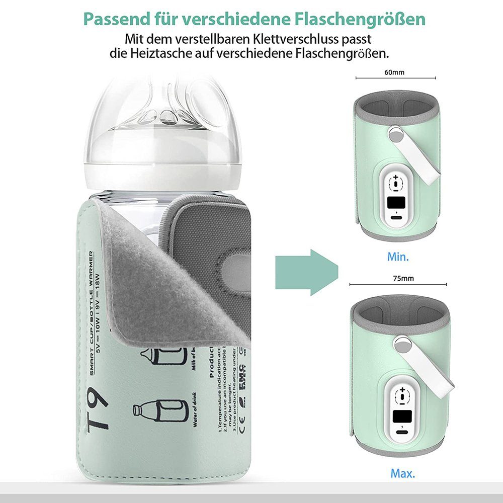 GelldG USB (Grün) Heizung Flaschenwärmer Tragbare Flaschenwärmer Heizbeutel Baby