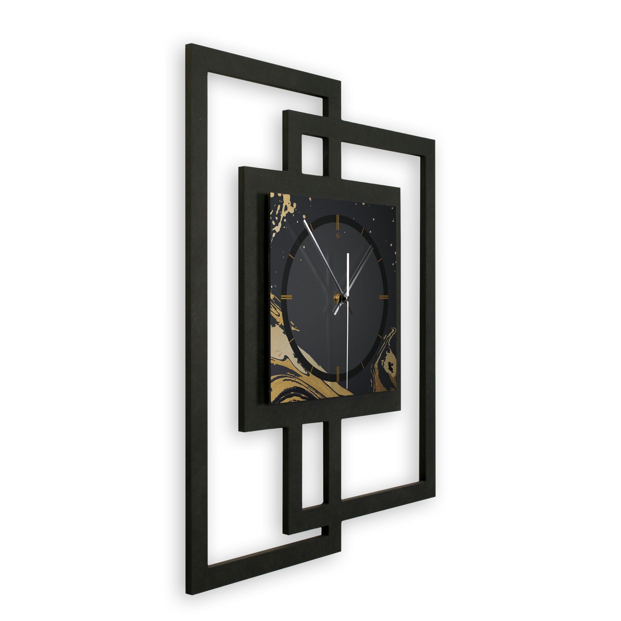 Kreative Feder Wanduhr Design-Wanduhr „Golden Liquid“ in modernem Metallic- günstig online kaufen