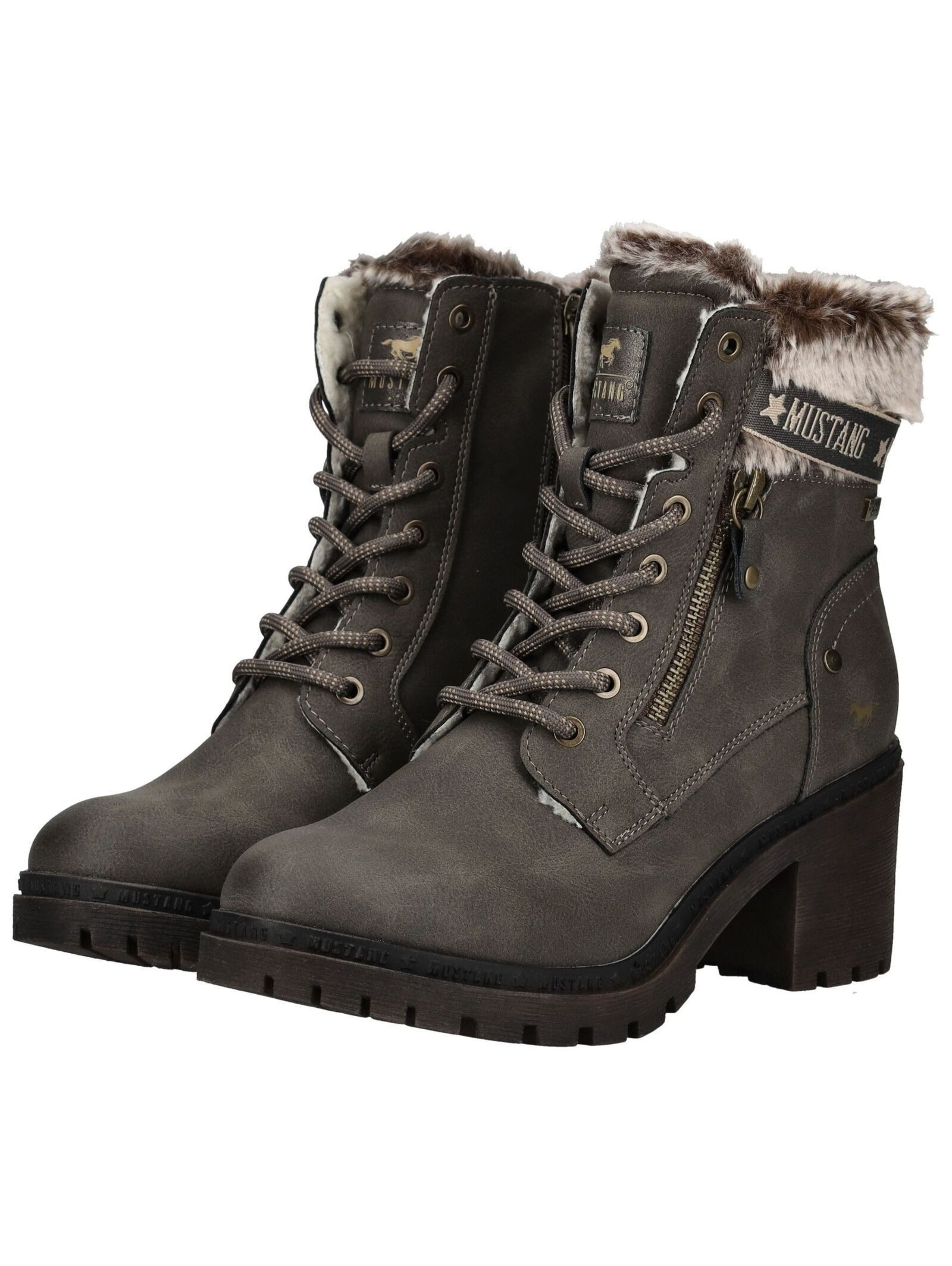 MUSTANG Stiefelette Lederimitat/Textil . High-Heel-Stiefelette