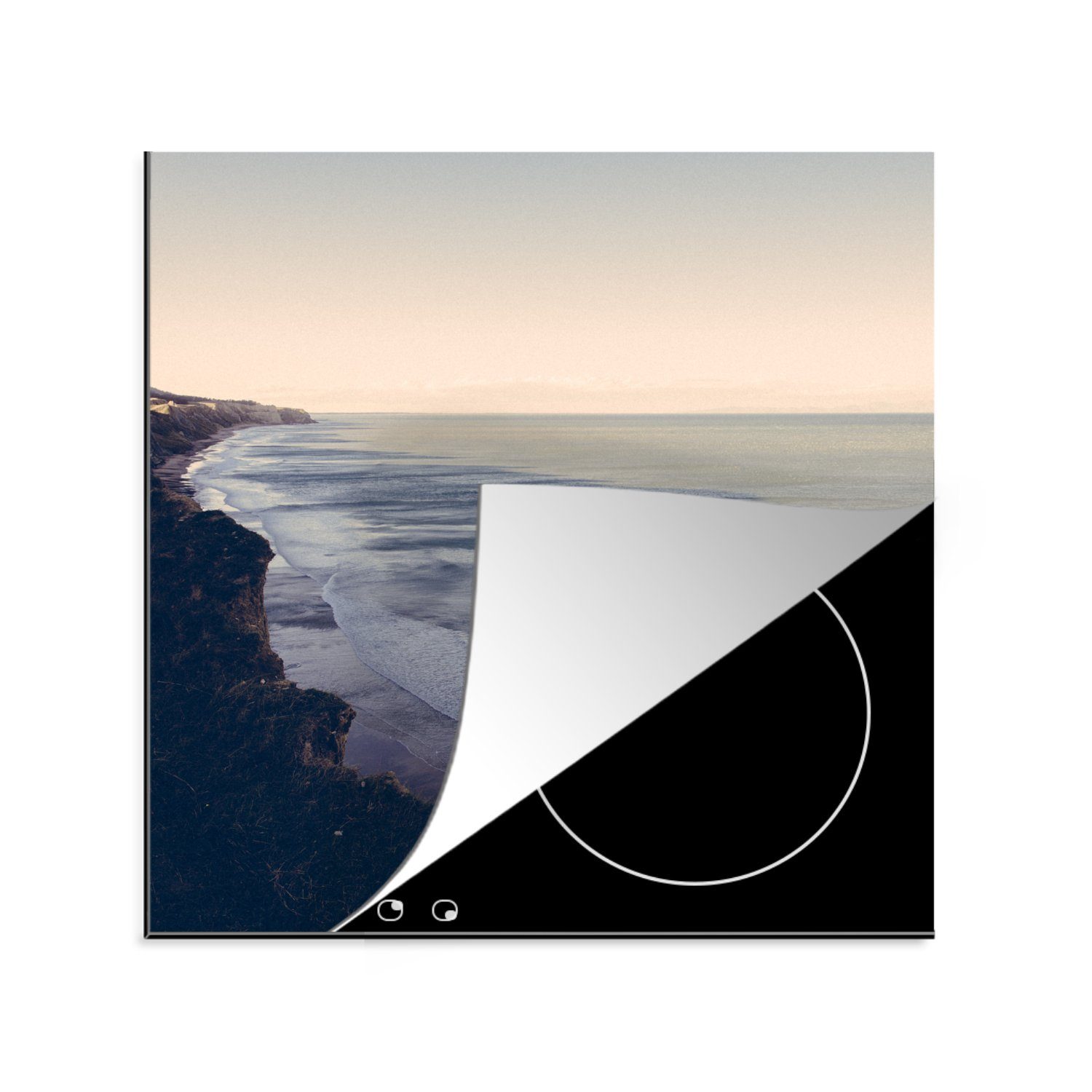 MuchoWow Herdblende-/Abdeckplatte Natur - Meer - Abend - Strand, Vinyl, (1 tlg), 78x78 cm, Ceranfeldabdeckung, Arbeitsplatte für küche