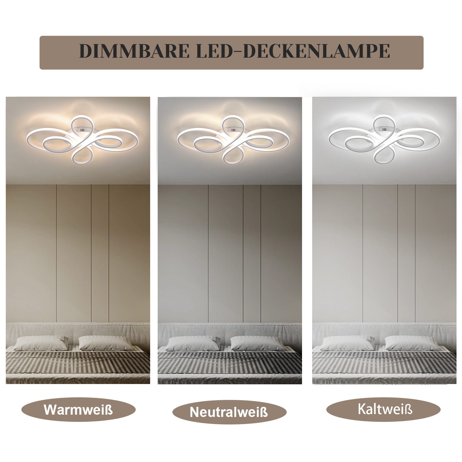 Nettlife LED Deckenleuchte Wohnzimmer Schwarz Dimmbar Modern 66/80/100CM De günstig online kaufen