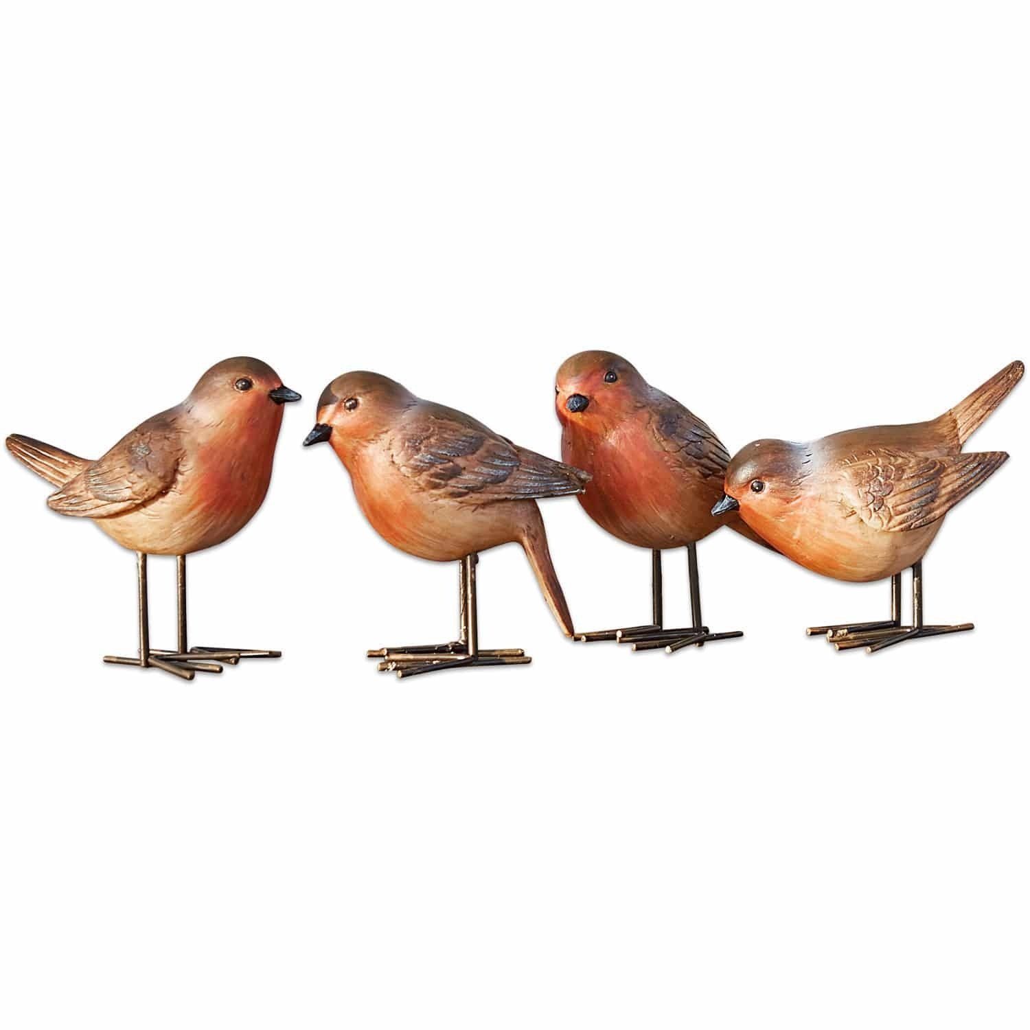 Dekofigur Vogel 4er Set Siblings rotbraun
