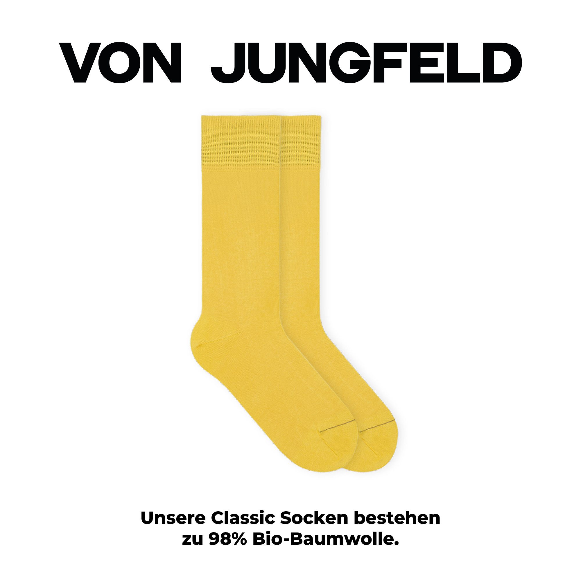 von Jungfeld Socken SIGNATURE Bio-Baumwolle 35-46 Unisex (1-Paar, 1 Paar) Anzugsocken, Bunte lange Socken aus Bio-Baumwolle