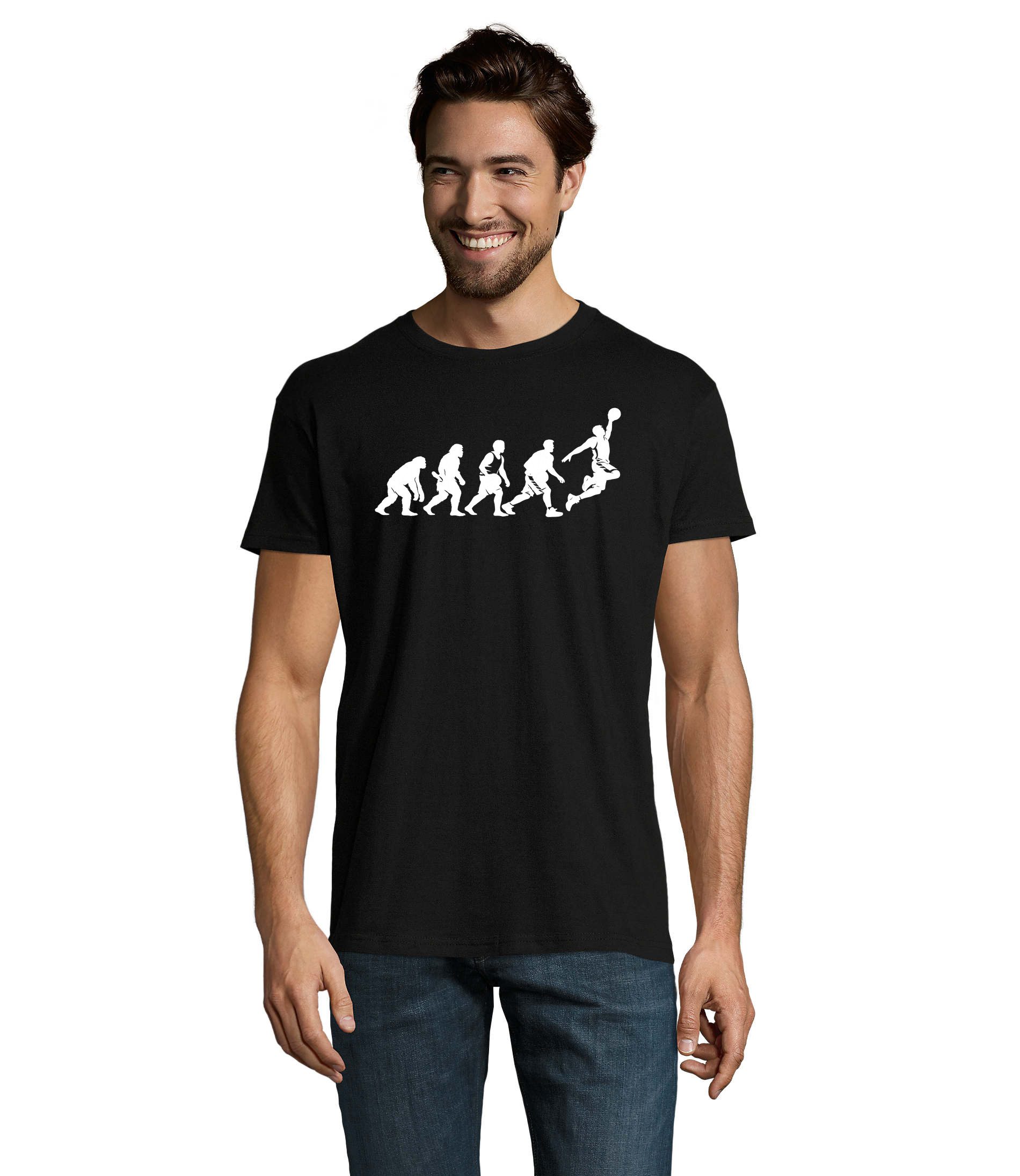 Blondie & Brownie T-Shirt Evolution Basketball Herren Tee Print Rundhals Freizeitshirt Motiv (Einzelartikel) Evolution Basketball Dunk Silhouette Print
