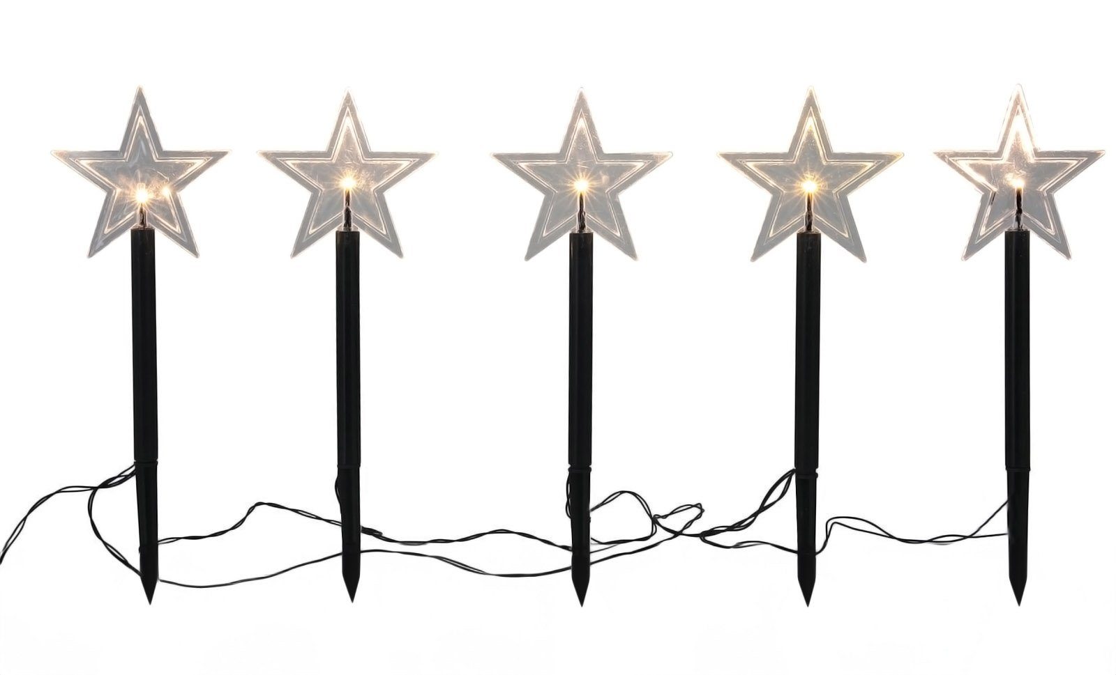 Spetebo LED Dekofigur LED Garten Stern Leuchtstäbe 5er Set - je 35 cm, An / günstig online kaufen