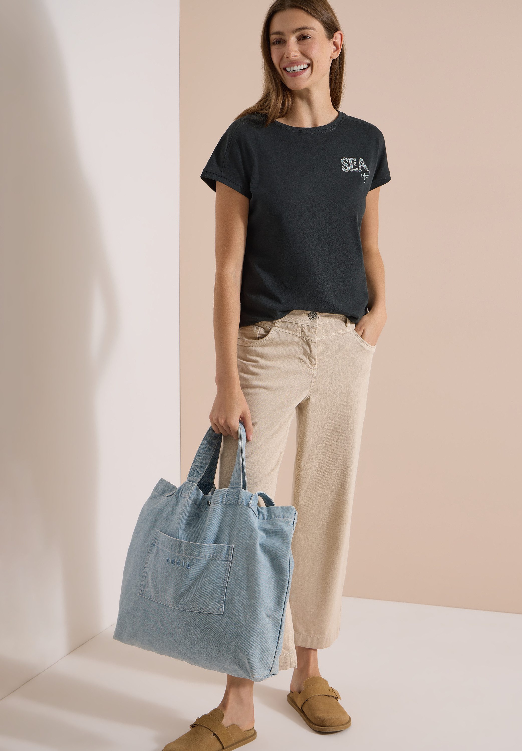 CECIL Kurzarmshirt Sommershirt mit Rundhals und Embroidery – Bild 5 von 5