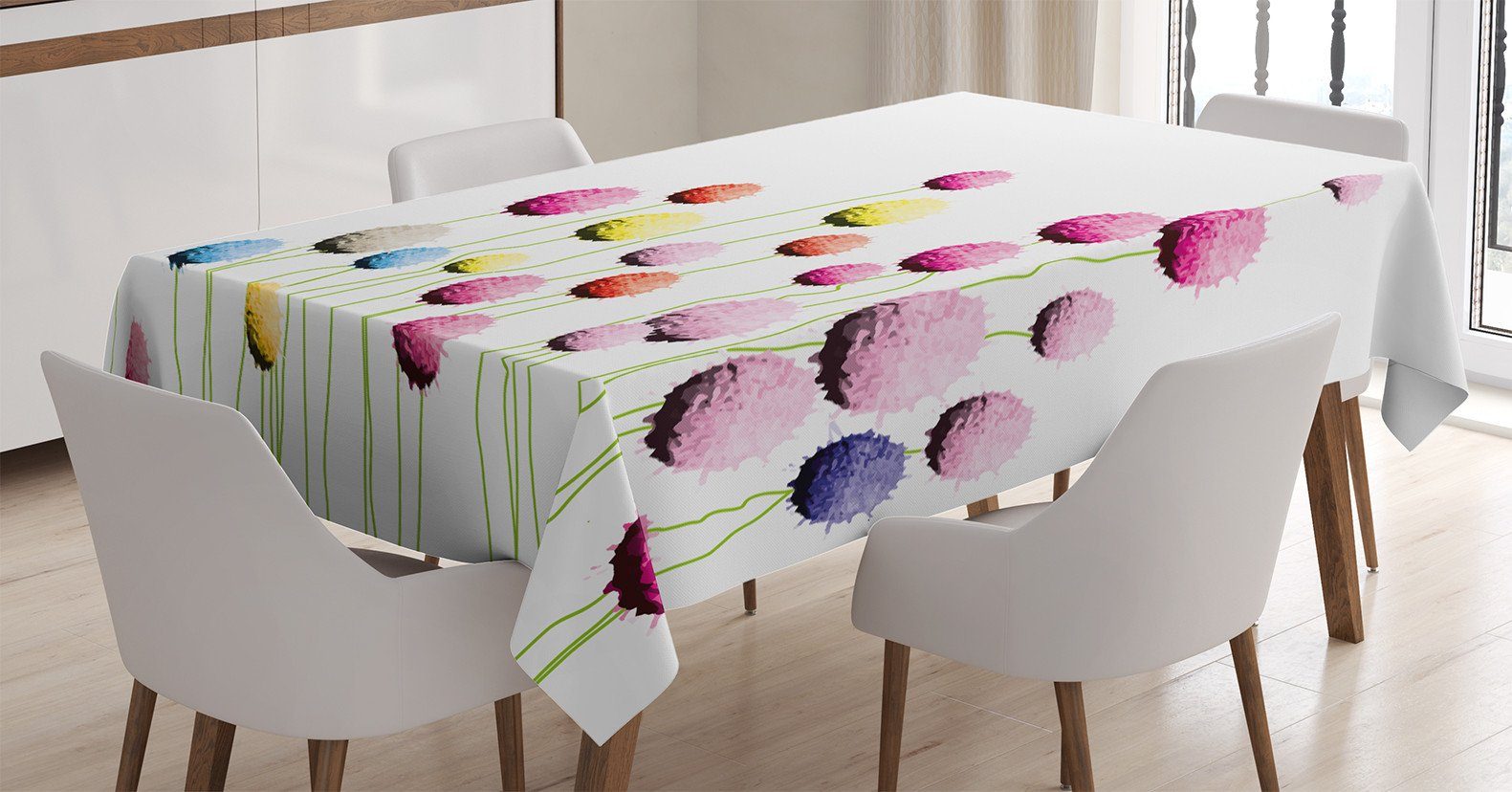 Tischdecke Blumenmuster Waschbar den Blumen geeignet Amaranth Bereich Farbfest Für Farben, Außen Abakuhaus Klare
