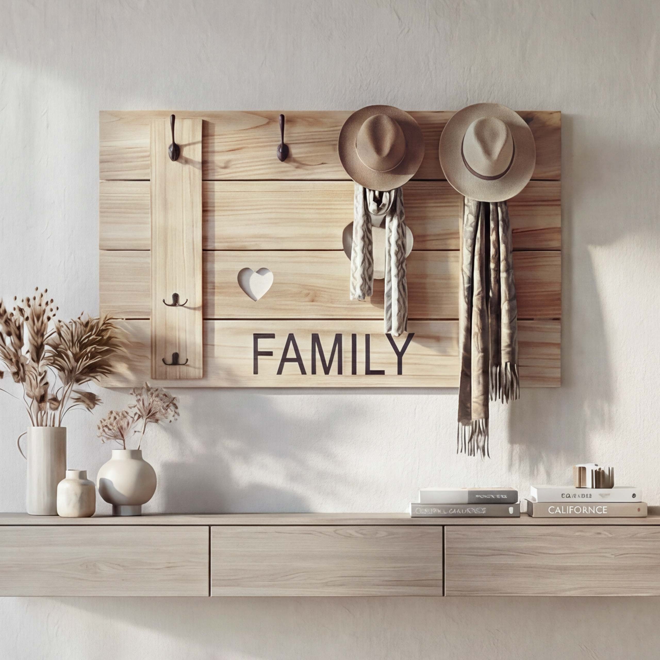 MCW Garderobenpaneel MCW-C89F, Shabby-Look, 4 große und 4 kleine Haken