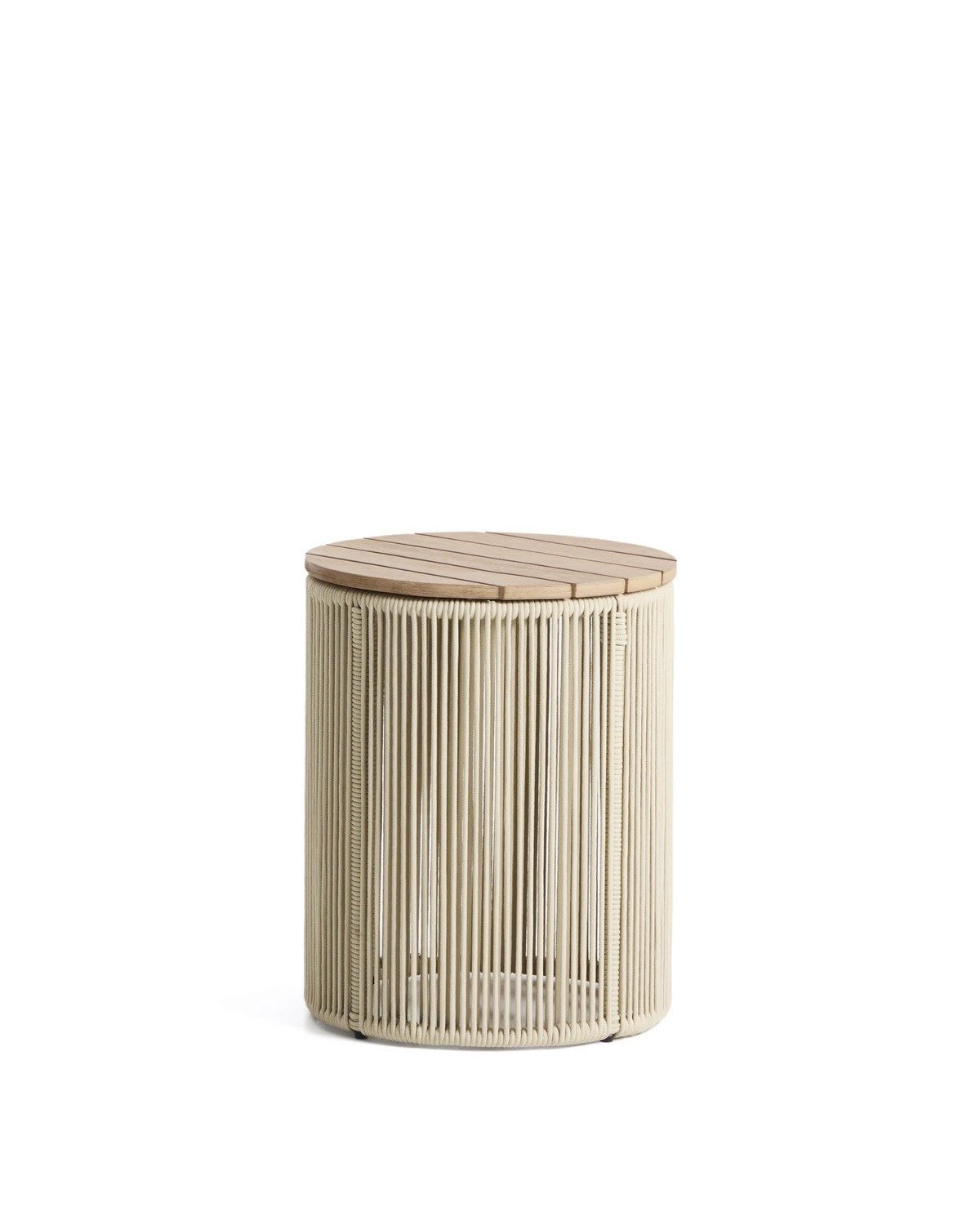 Gartentisch Dandara Beistelltisch 40 x 50 x 40 cm Stahl Akazie Seil Beige Natur