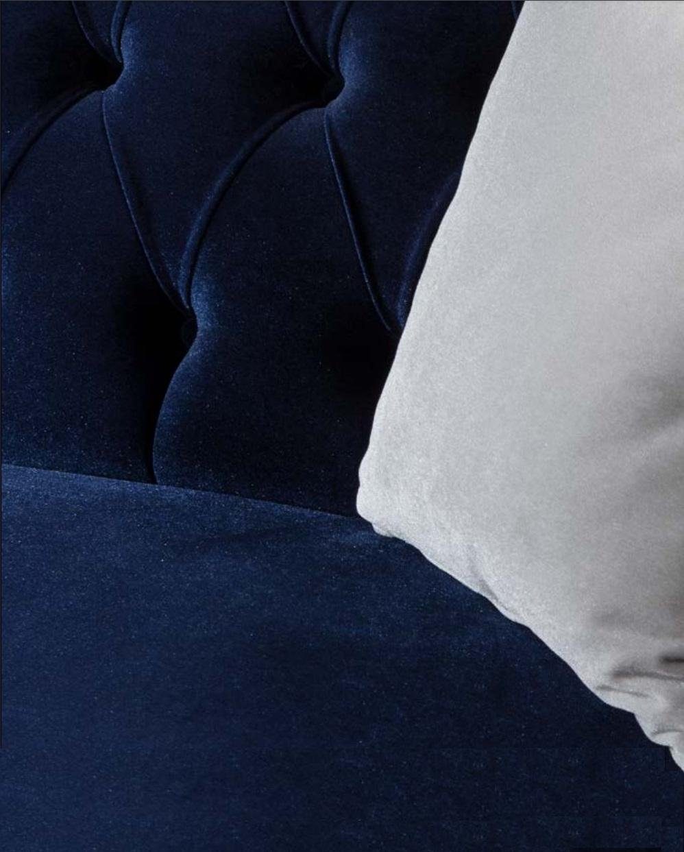 Elegante JVmoebel Blaue Sofa Sofa Chesterfield Samt Sofa Dreisitzer Couch