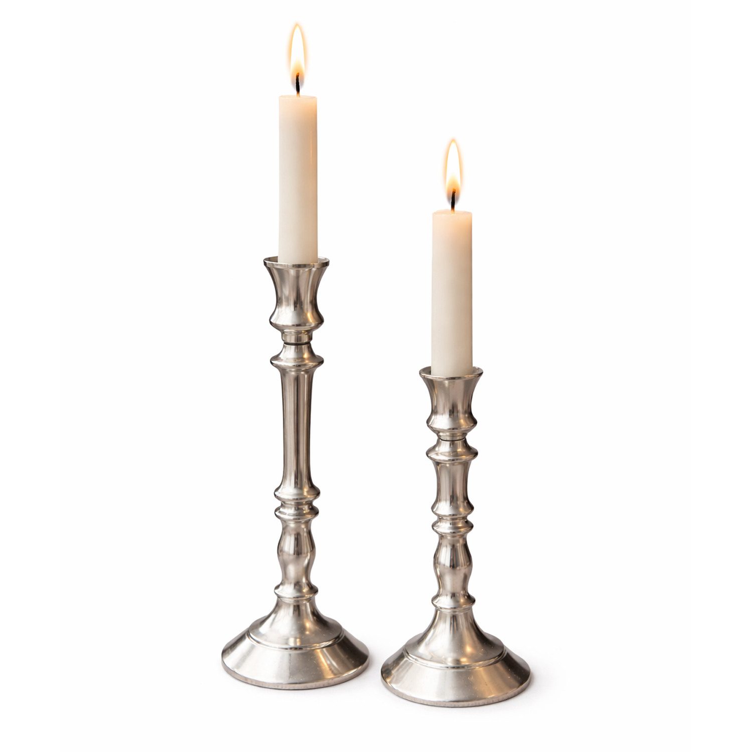 Mojawo Laterne 2er Set Tischkerzenständer Kerzenleuchter Metall Silber H21/31cm
