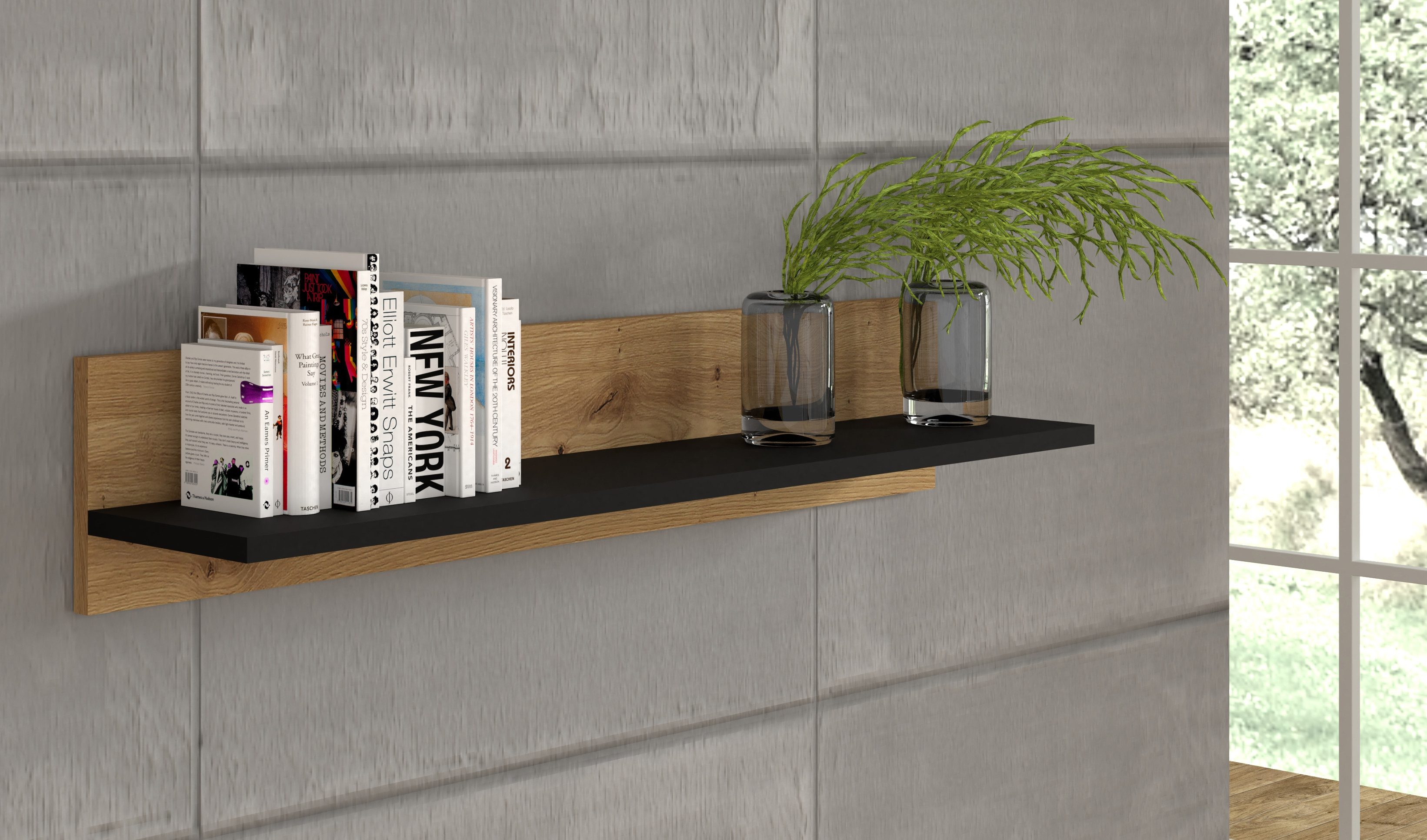 Raumhirsch Furniture Hängeregal Hängeregal, Wandboard, Regal mit Stauraum, Maße: 100 x 20 x 19 (H) cm, Wandregal, Kompakt, Stabile Konstruktion