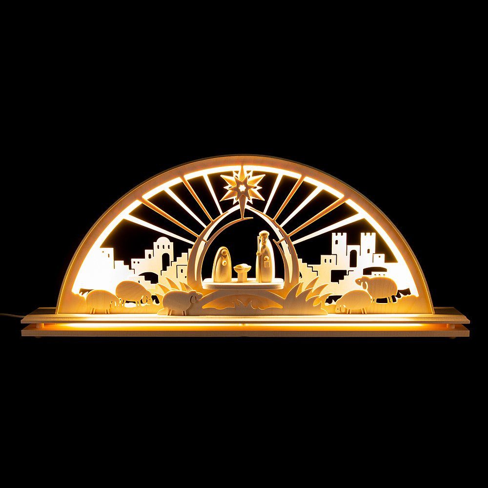 Manufaktur Holger Seidel Schwibbogen Schwibbogen Krippe (mit LED) (55x23cm) von Manufaktur Seidel