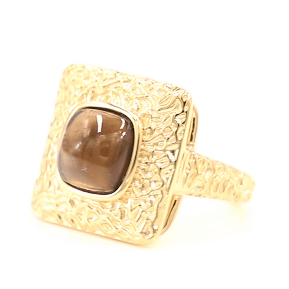 Cavill Solitärring Cavill Rauchquarz 2,05 ct Ring Goldplattiert 925er Silber (1-tlg)