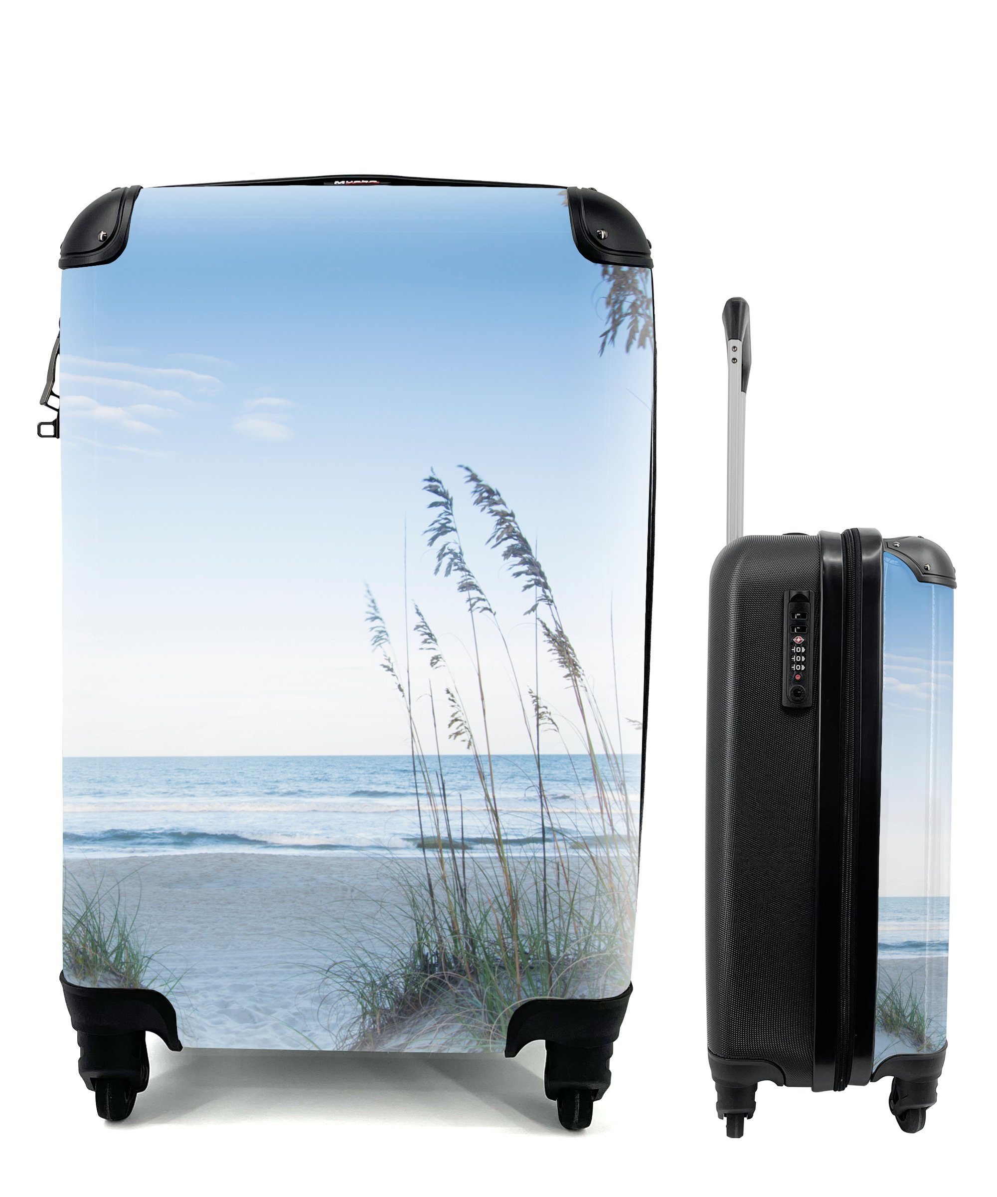 MuchoWow Handgepäckkoffer Strandhafer wächst im Sand der Dünen, 4 Rollen, Reisetasche mit rollen, Handgepäck für Ferien, Trolley, Reisekoffer