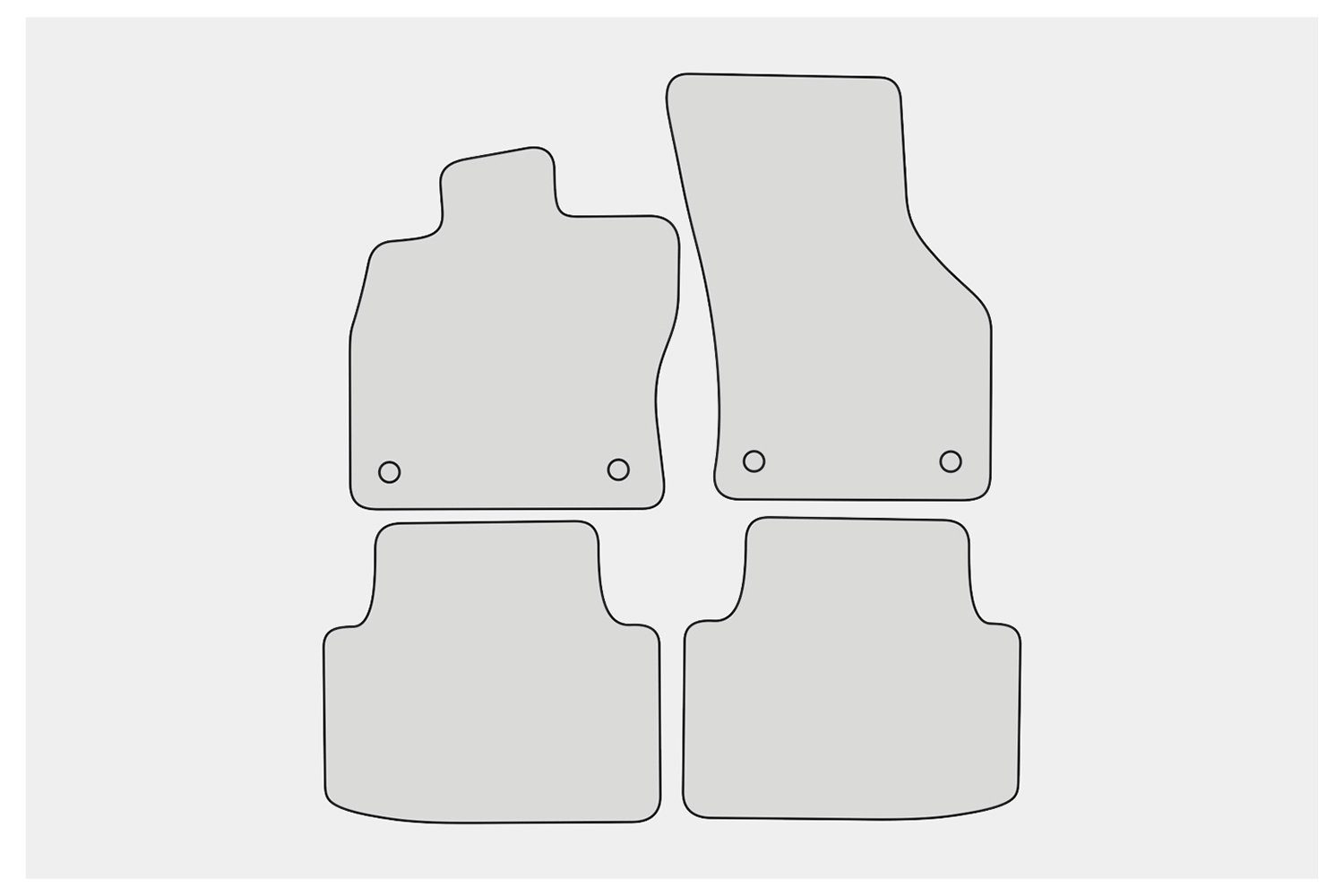 EF210 teileplus24 Fußmatten mit 2014- B8 kompatibel Set Velours Passat 3G VW Auto-Fußmatten