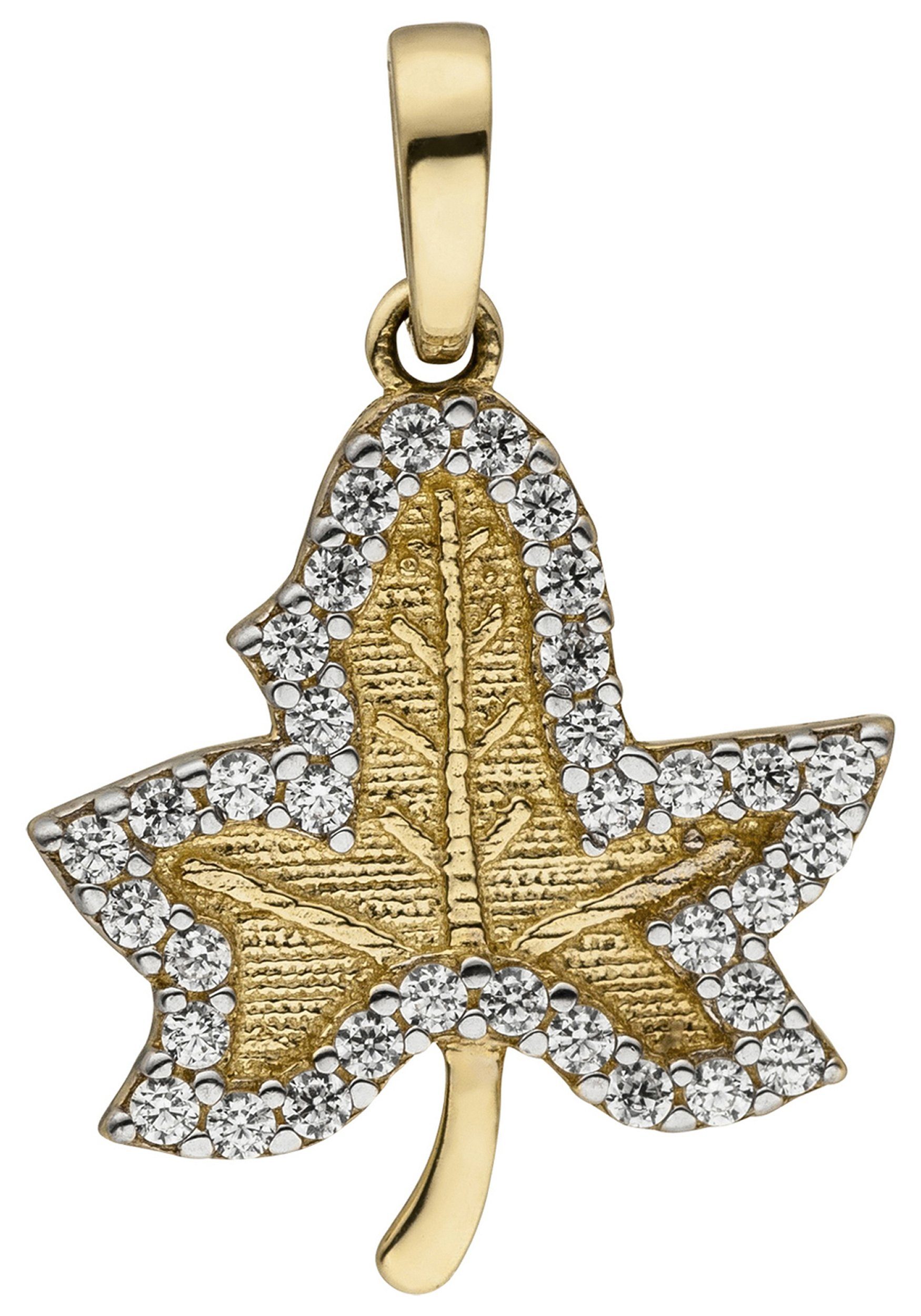 Kaufen Bicolor Online 333 35 Zirkonia Jobo blatt« Mit Gold Kettenanhänger »ahorn tQshCrd