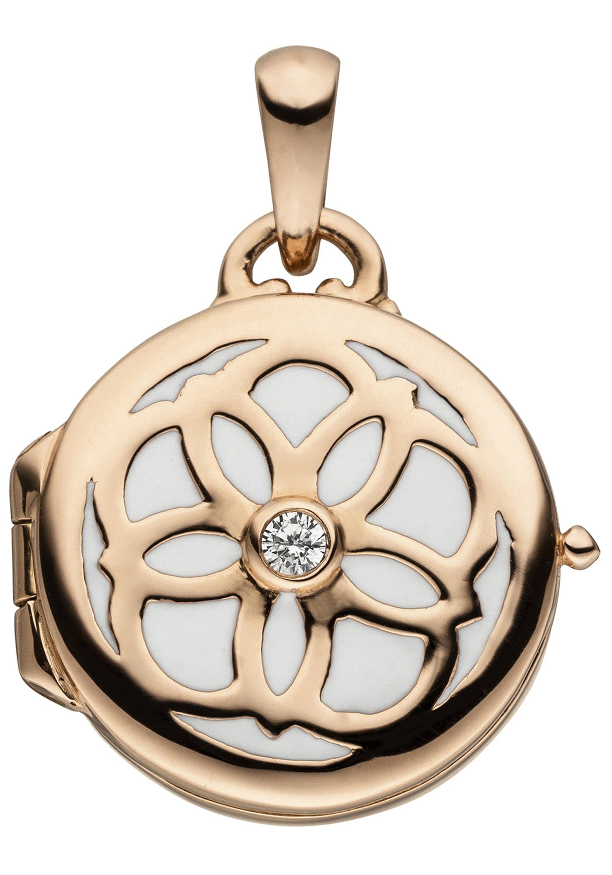 »kleines Medaillon« Kaufen 925 Medallionanhänger Online Roségold Mit Silber Vergoldet Zirkonia Jobo H9D2IE