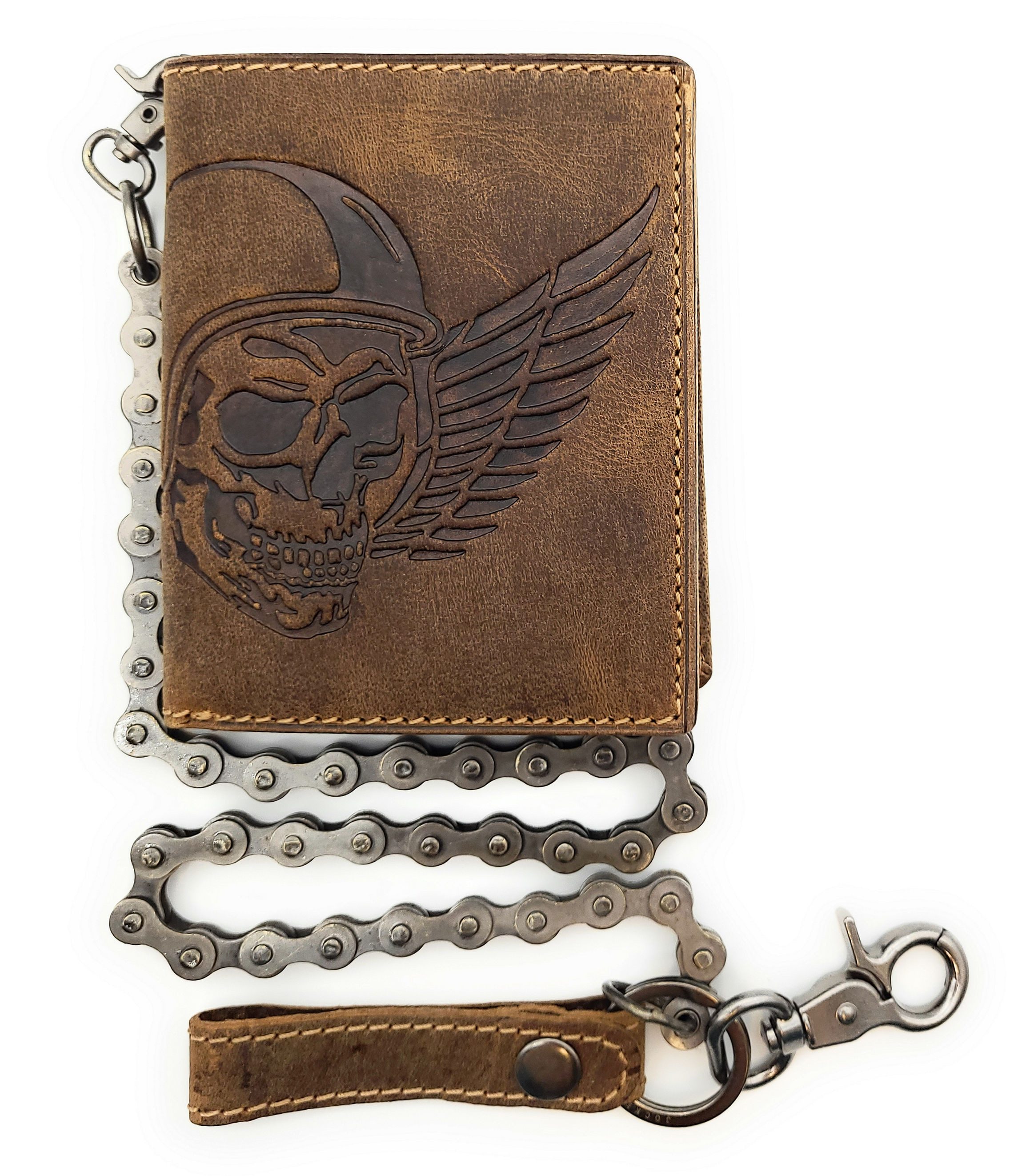 JOCKEY CLUB Geldbörse echt Leder Biker Portemonnaie mit dicker Fahrradkette günstig online kaufen