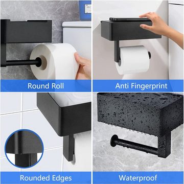 UE Stock Toilettenpapierhalter Toilettenpapierhalter Feuchttücherbox ohne Bohren Edelstahl Schwarz