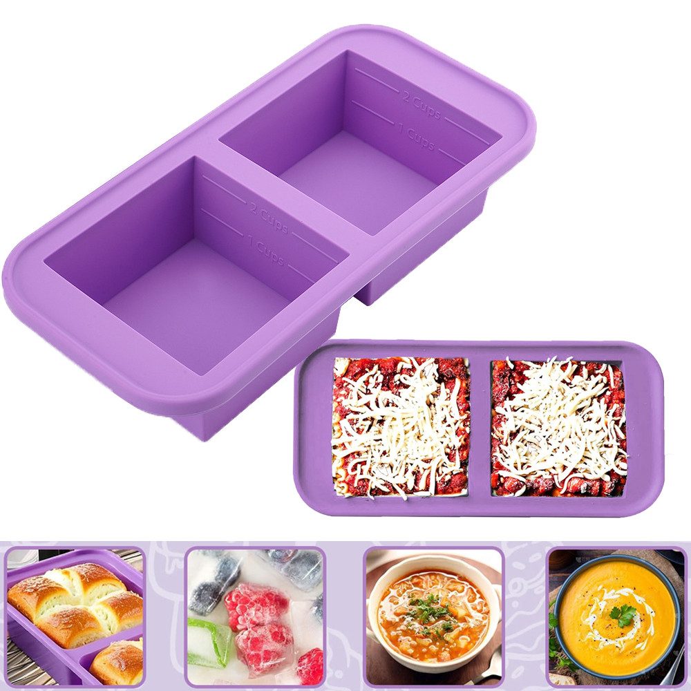 JASLIFE Eiswürfelform Silikon-Gefrierbehälter mit Deckel, Portionierer für Suppe & Soßen, (6-tlg) – Bild 4 von 5