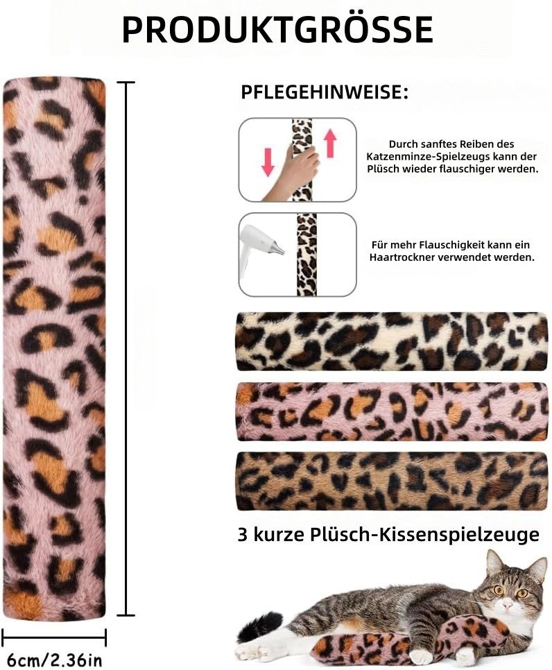 FOUORTUNATE-BEE Tier-Beschäftigungsspielzeug 3-teiliges Katzen-Kuschelkissen-Set mit Katzenminze – Plüschspielzeug, Weiches, flauschiges Kuschelkissen für Katzen – Spielspaß
