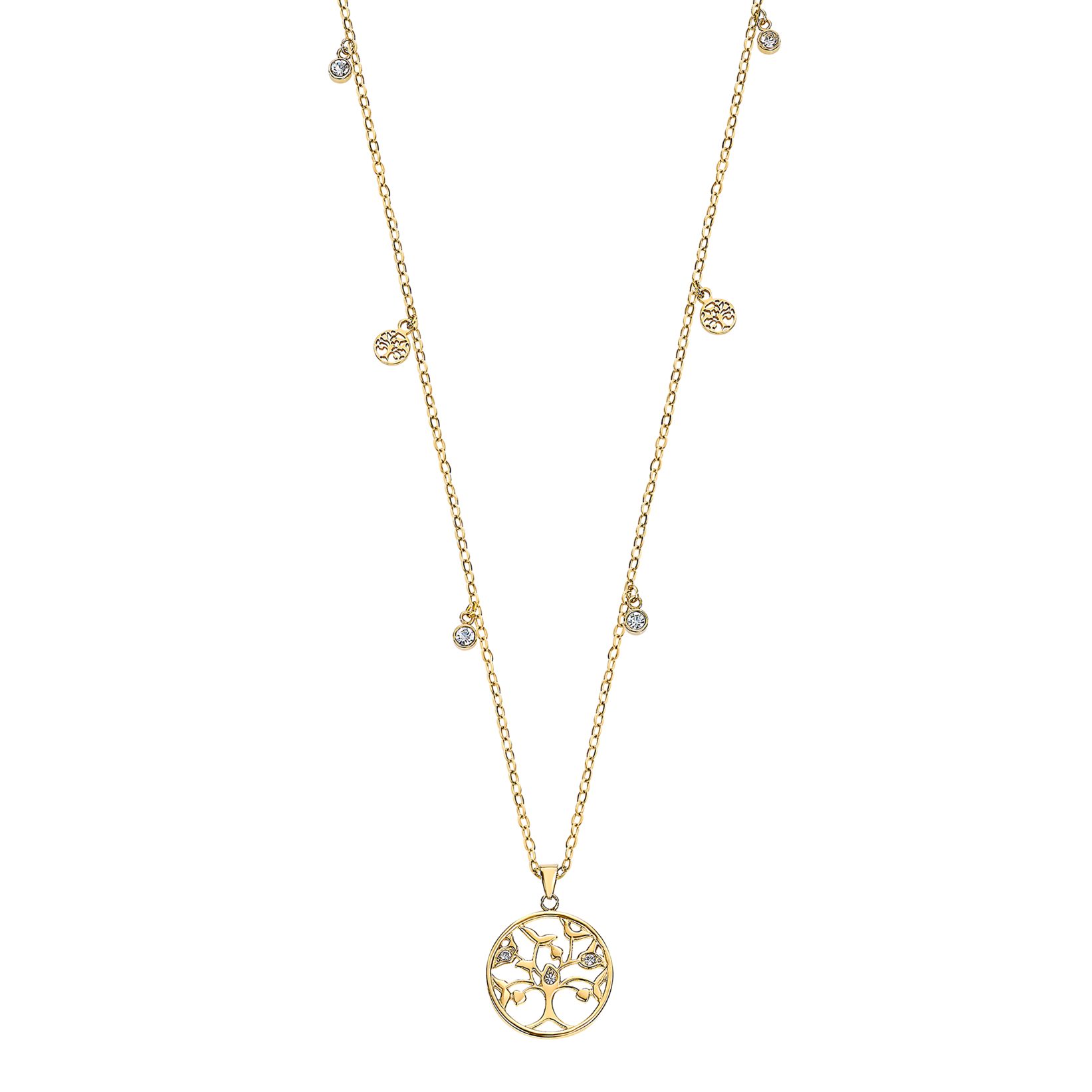 Lotus Kette mit Anhänger Essentials - Baum des Lebens, mit Glasstein
