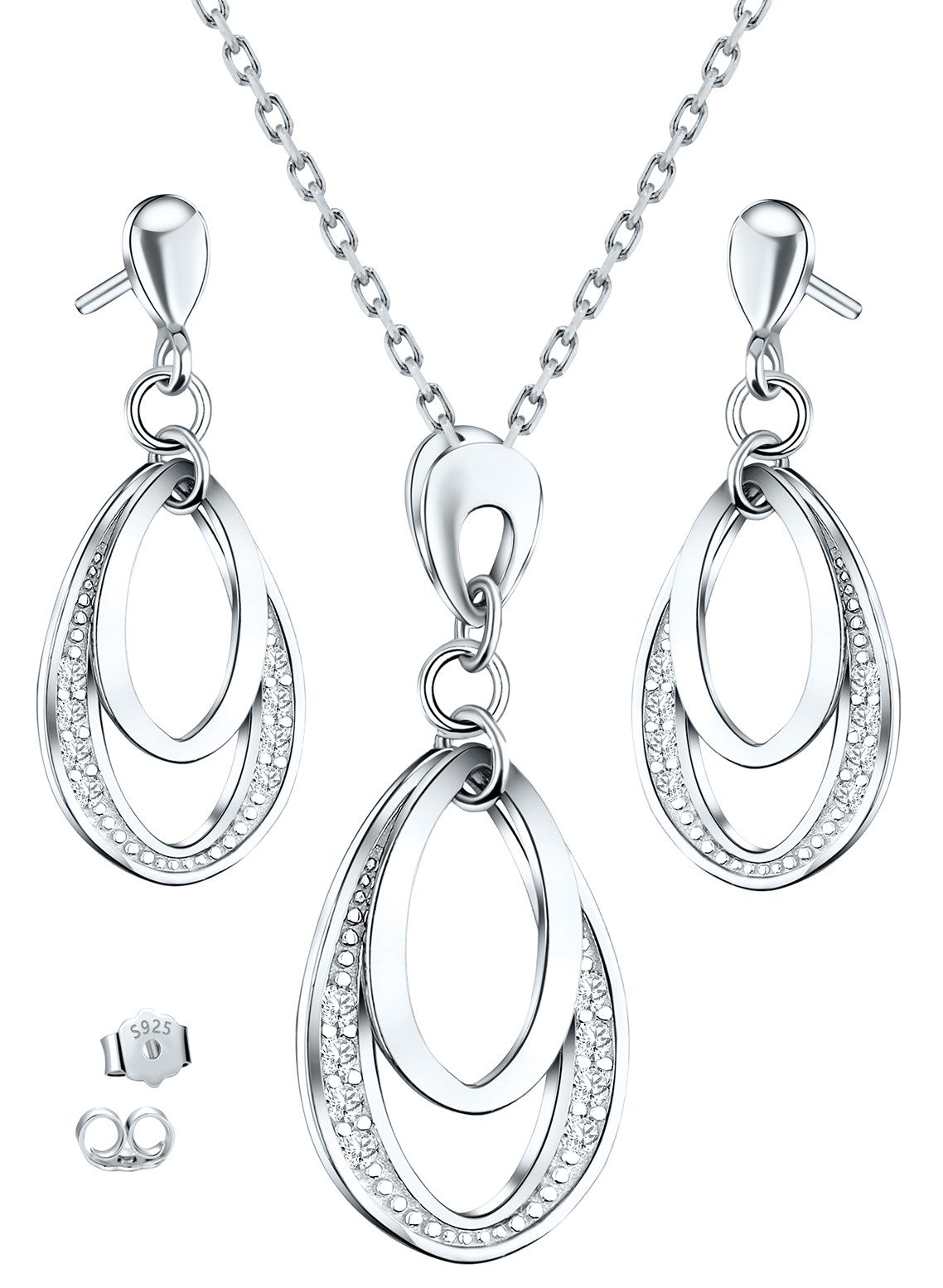 Limana Schmuckset 925 Silber Halskette hängende Ohrringe Kette Ohrstecker A günstig online kaufen