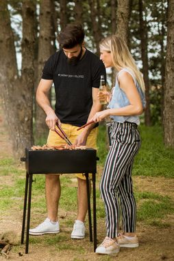 Baddery Print-Shirt Fun T-Shirt - Geiler Typ mit Grill - Grillen Grillmeister BBQ Koch auch Übergrößen, aus Baumwolle, hochwertiger Siebdruck