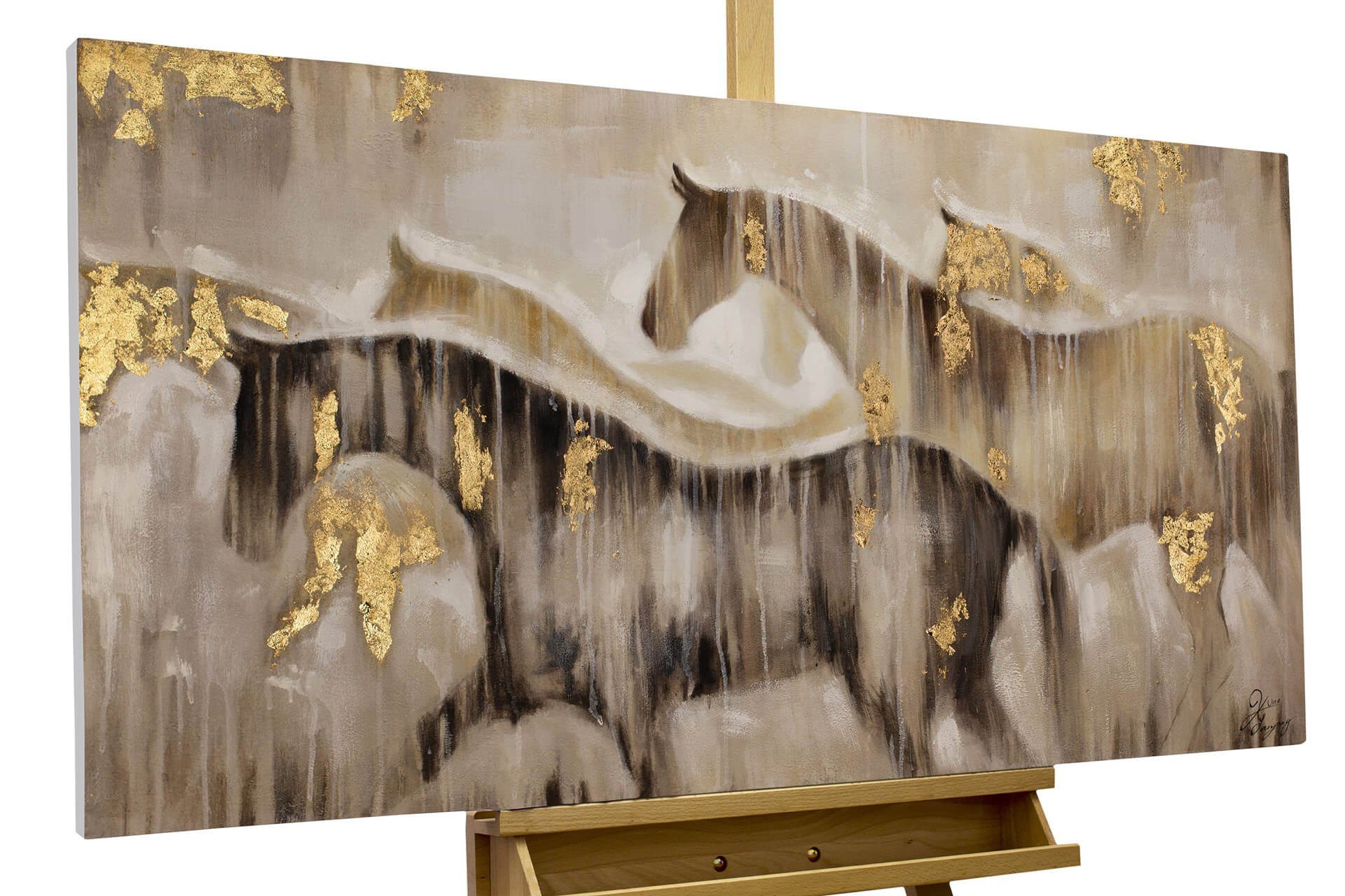 KUNSTLOFT Gemälde Gemeinsam ans Ziel 120x60 cm, Leinwandbild 100% HANDGEMALT Wandbild Wohnzimmer